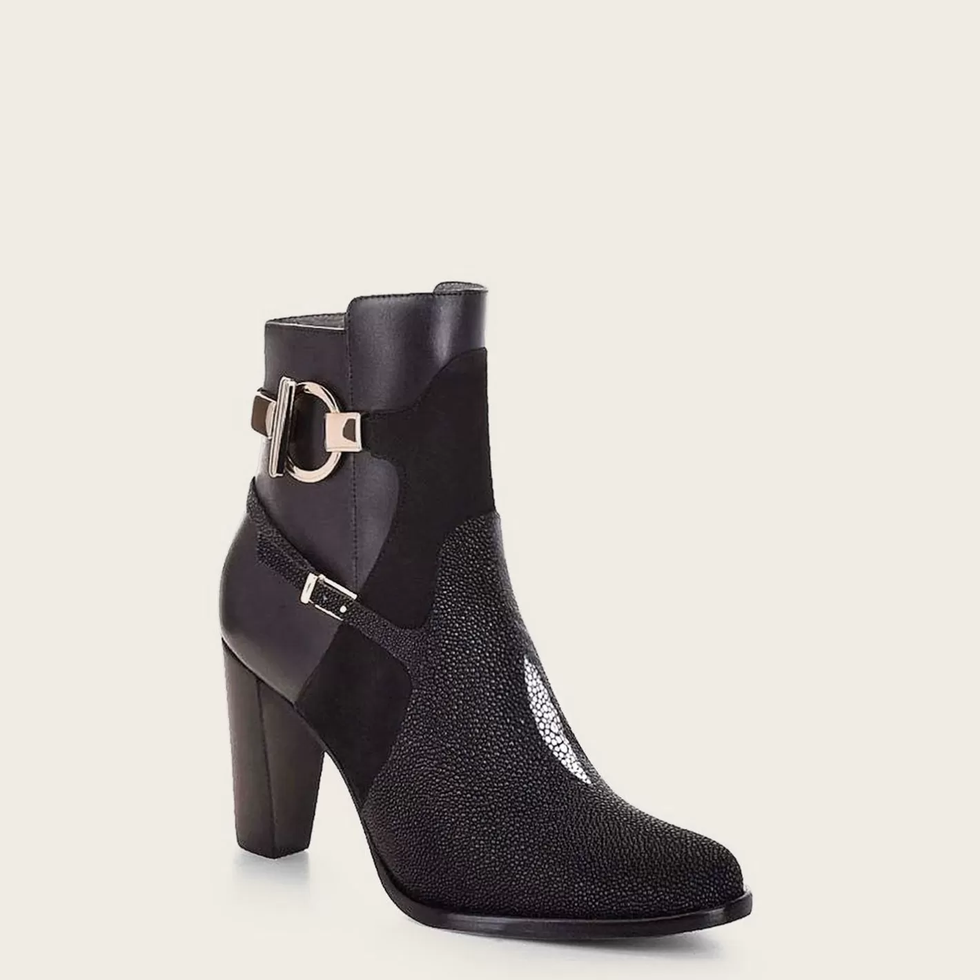 Cuadra Black Ankle Boots In Genuine Stingray Leather Sale