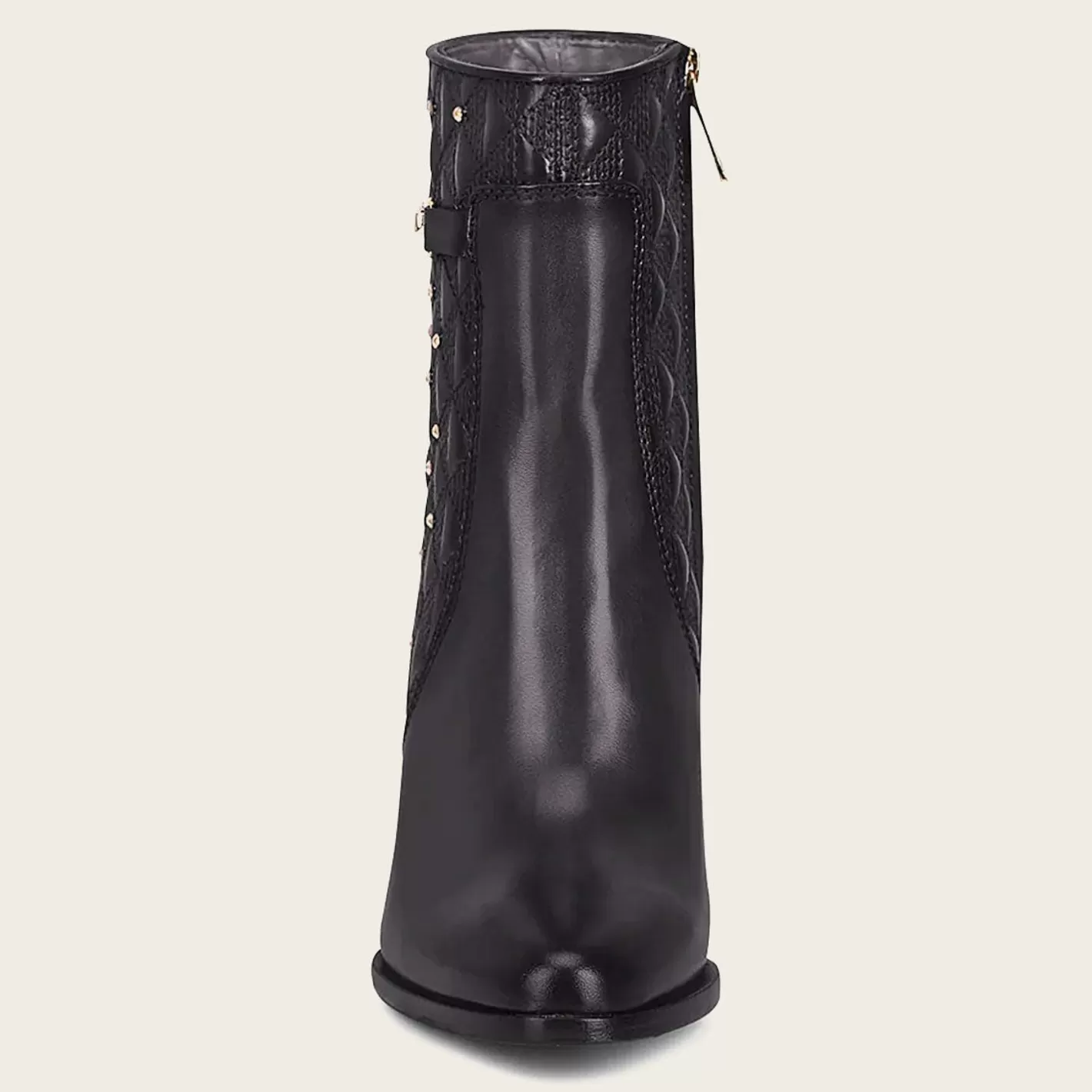 Cuadra Black Booties For Women. Made Of Leather With Geometric Details And Austrian Crystals Sale