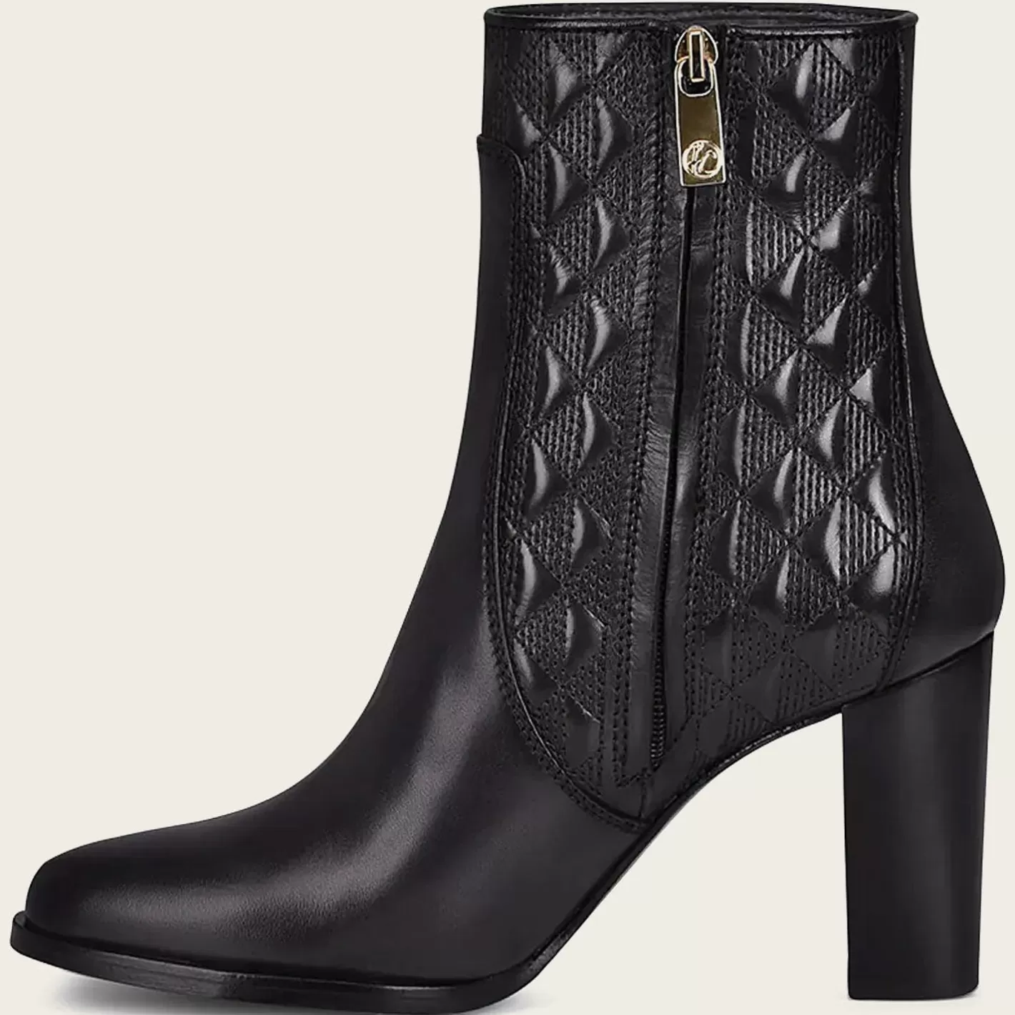 Cuadra Black Booties For Women. Made Of Leather With Geometric Details And Austrian Crystals Sale
