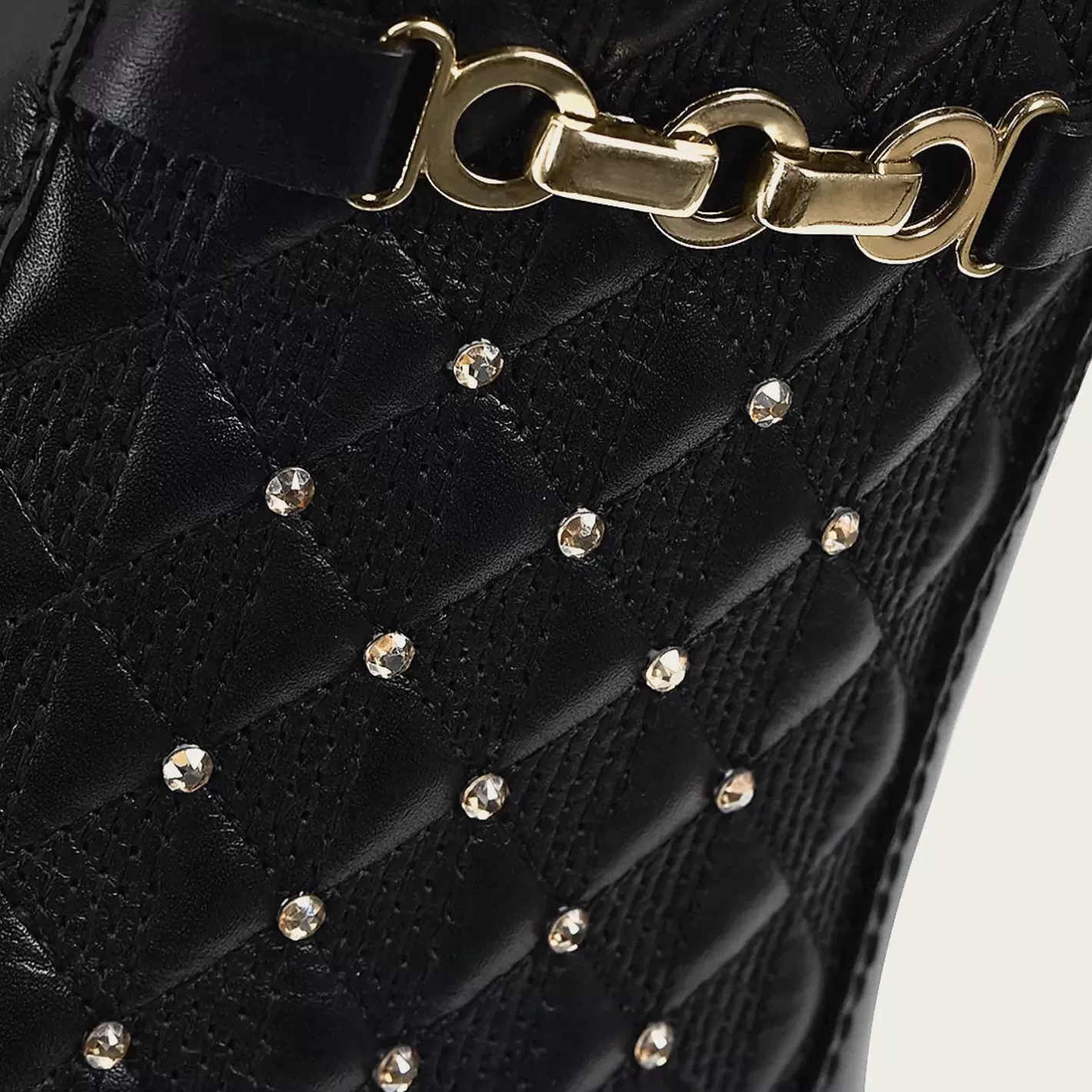 Cuadra Black Booties For Women. Made Of Leather With Geometric Details And Austrian Crystals Sale