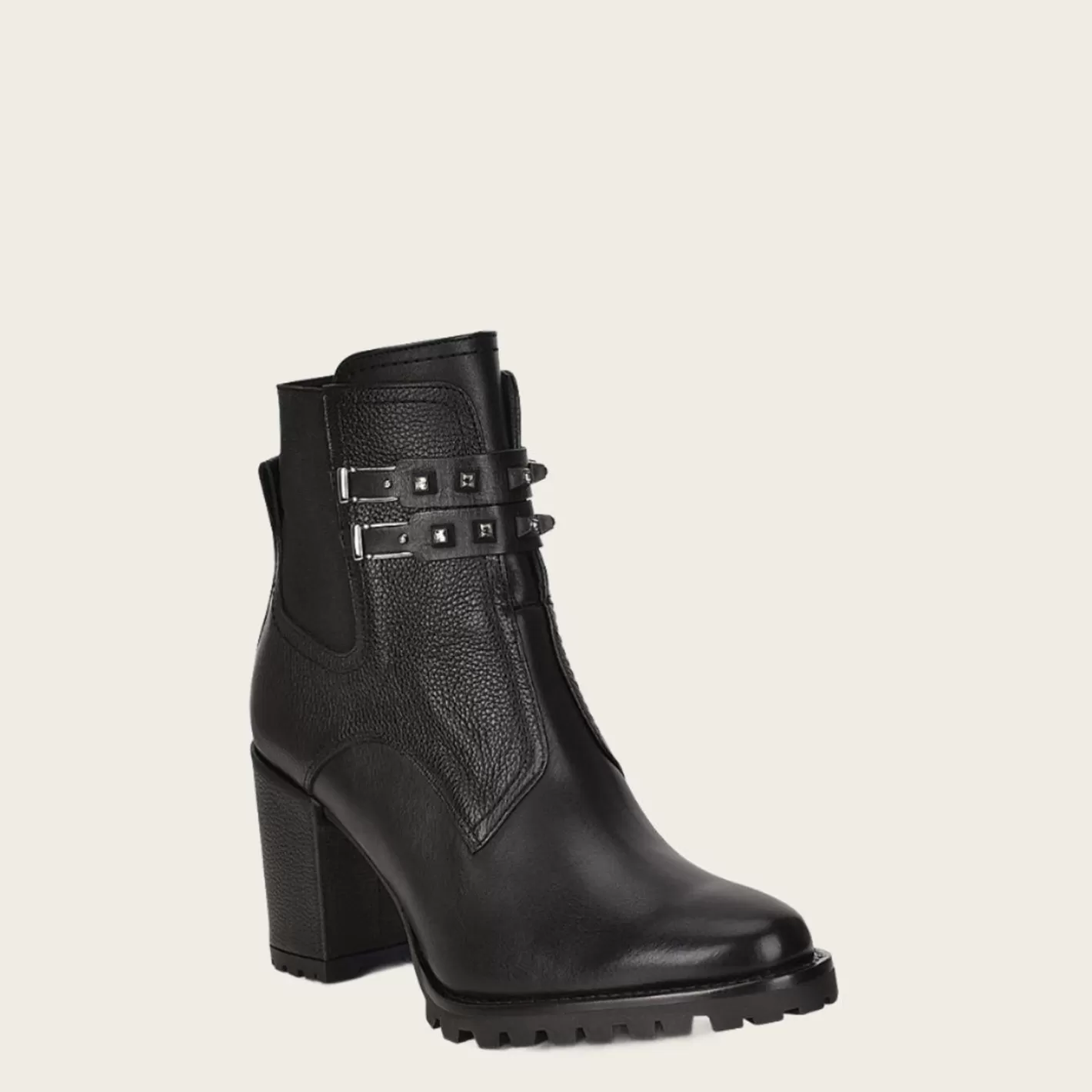 Cuadra Black Combined Leather Urban Ankle Bootie With Crystals Online