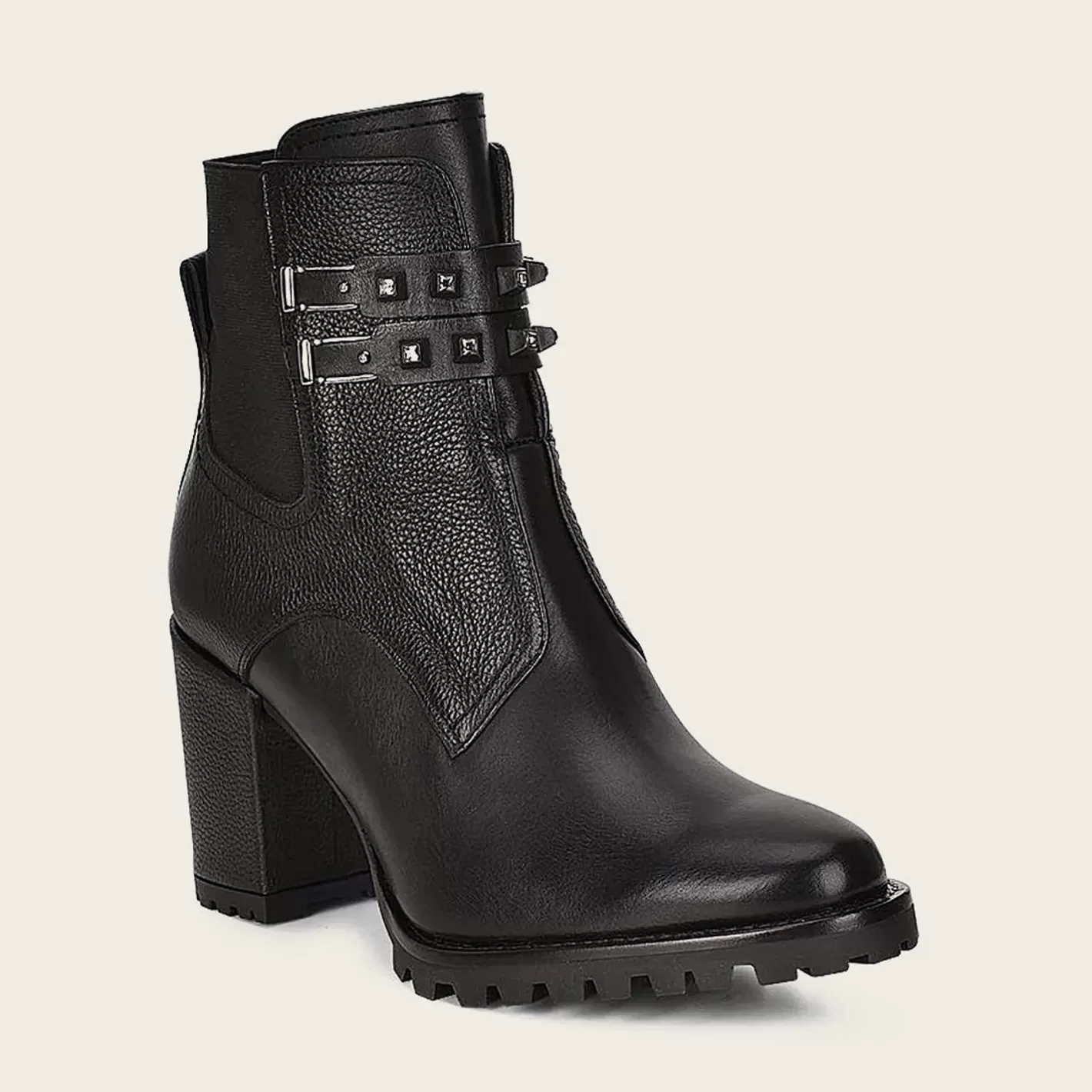 Cuadra Black Combined Leather Urban Ankle Bootie With Crystals Online