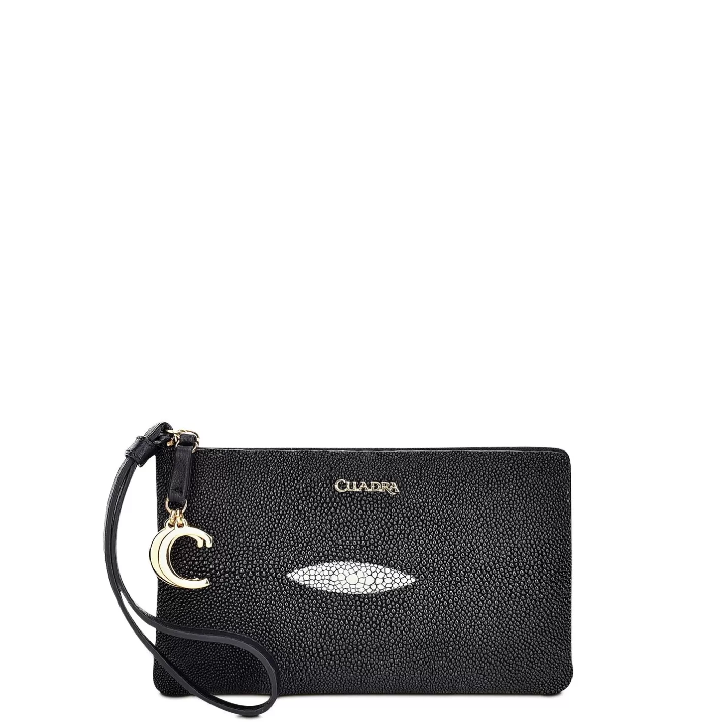 Cuadra Black Coin Wristlet For Women With Hanging Monogram Best Sale