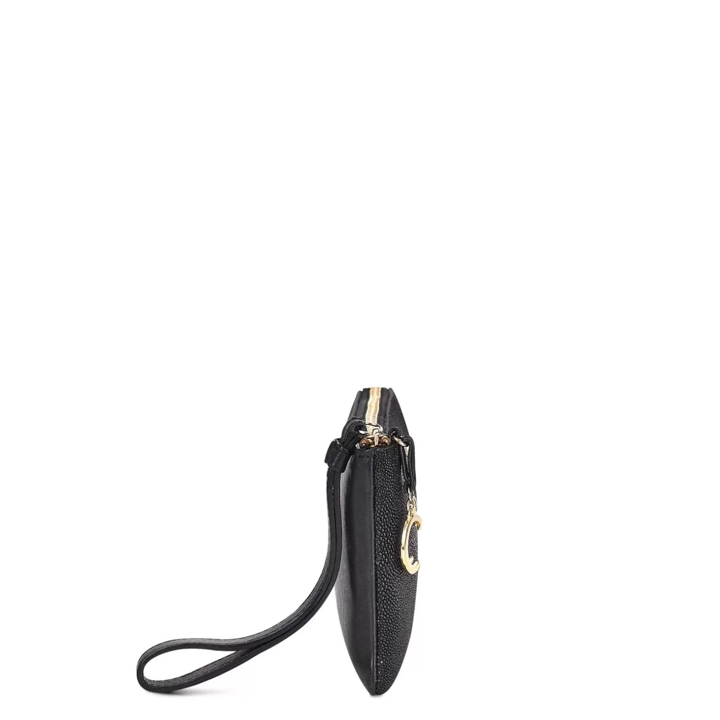 Cuadra Black Coin Wristlet For Women With Hanging Monogram Best Sale