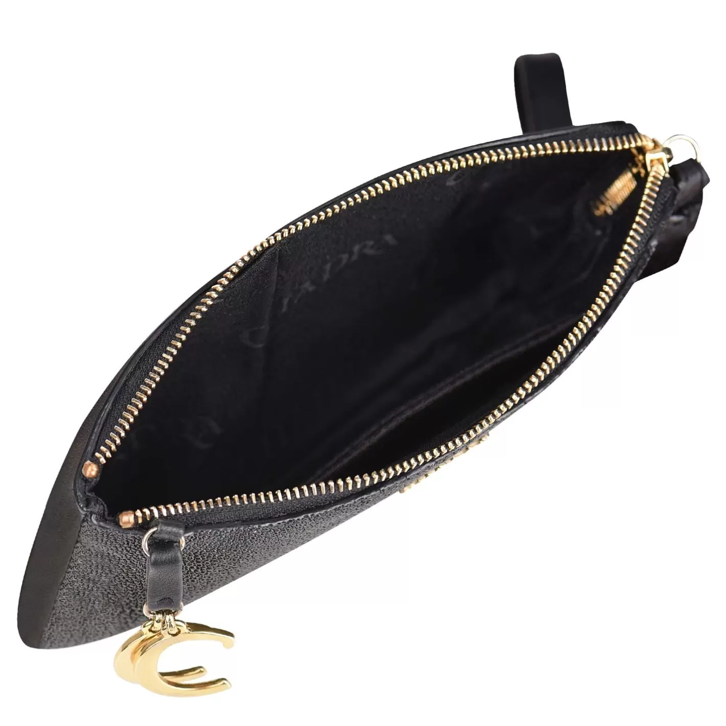 Cuadra Black Coin Wristlet For Women With Hanging Monogram Best Sale