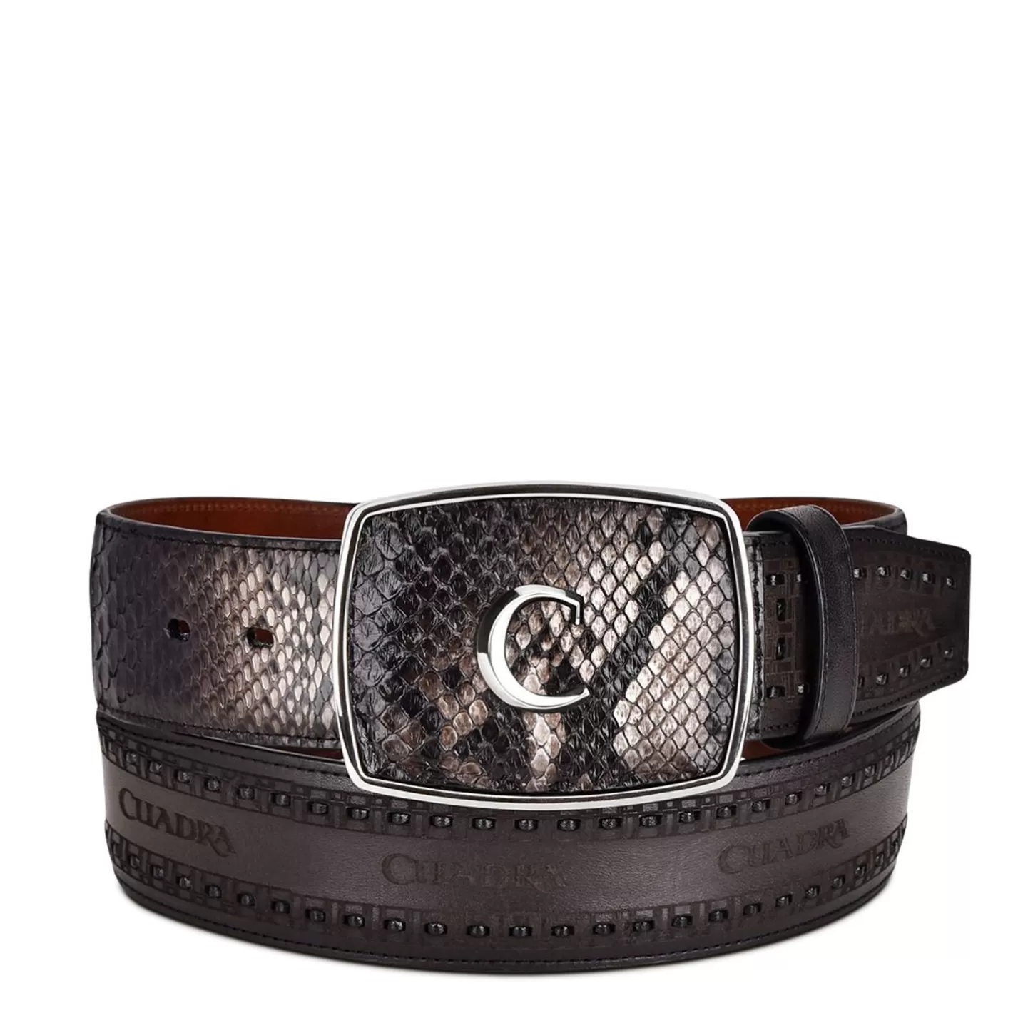 Cuadra Black Engrave Python Leather Western Belt Store