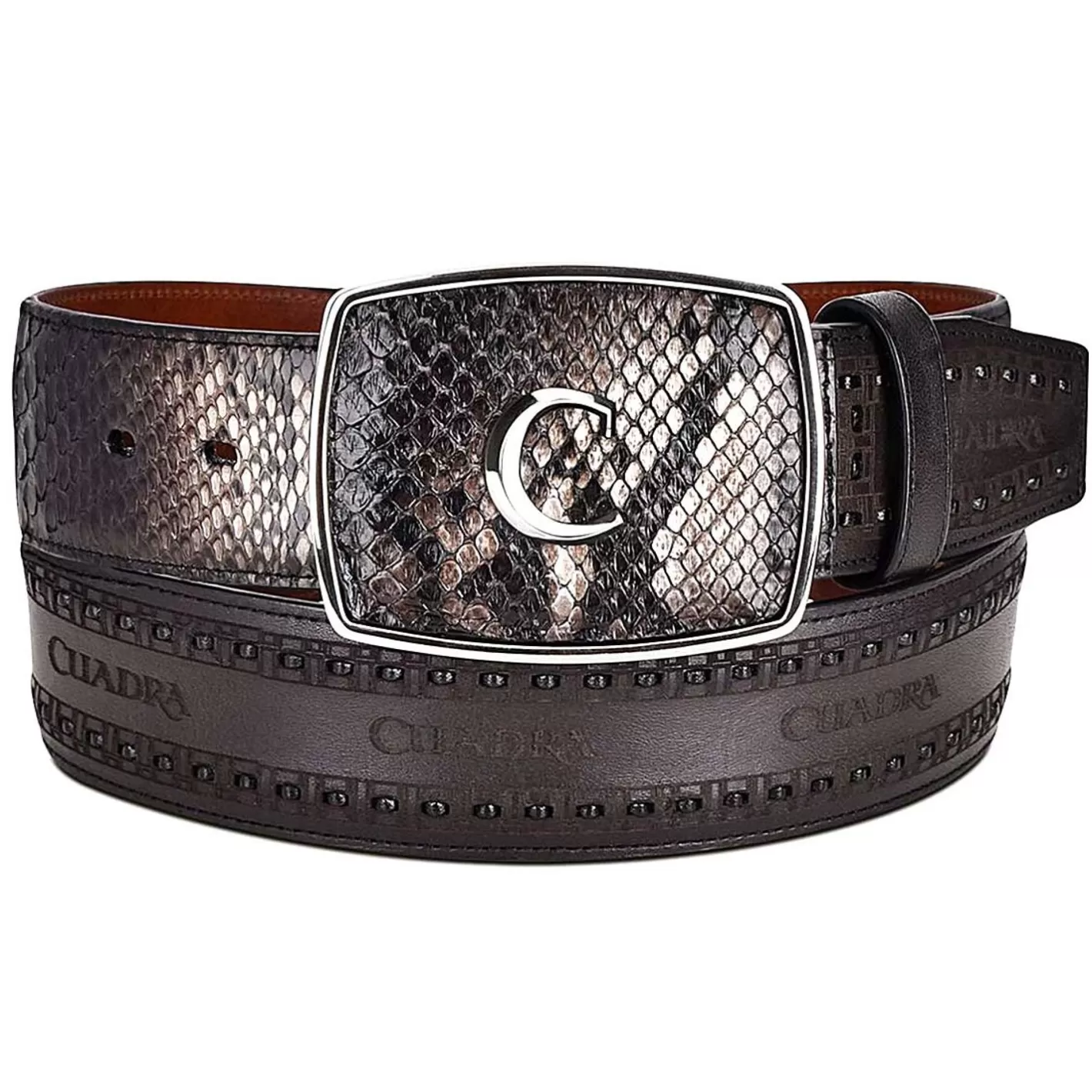 Cuadra Black Engrave Python Leather Western Belt Store