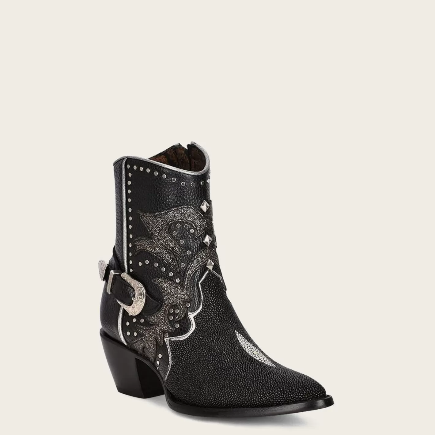 Cuadra Black Exotic Leather Booties For Women Best