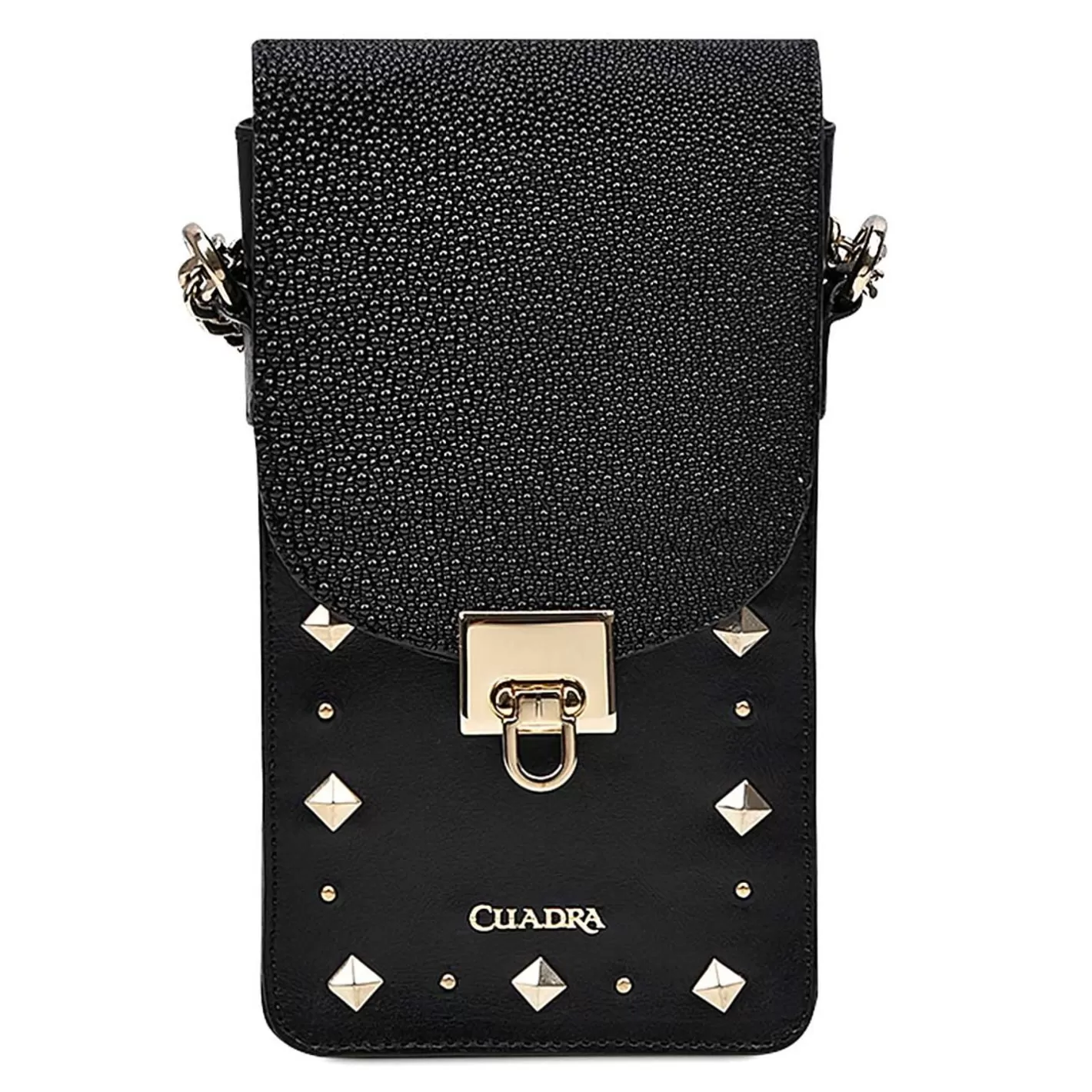 Cuadra Black Exotic Leather Cell Phone Bag Online