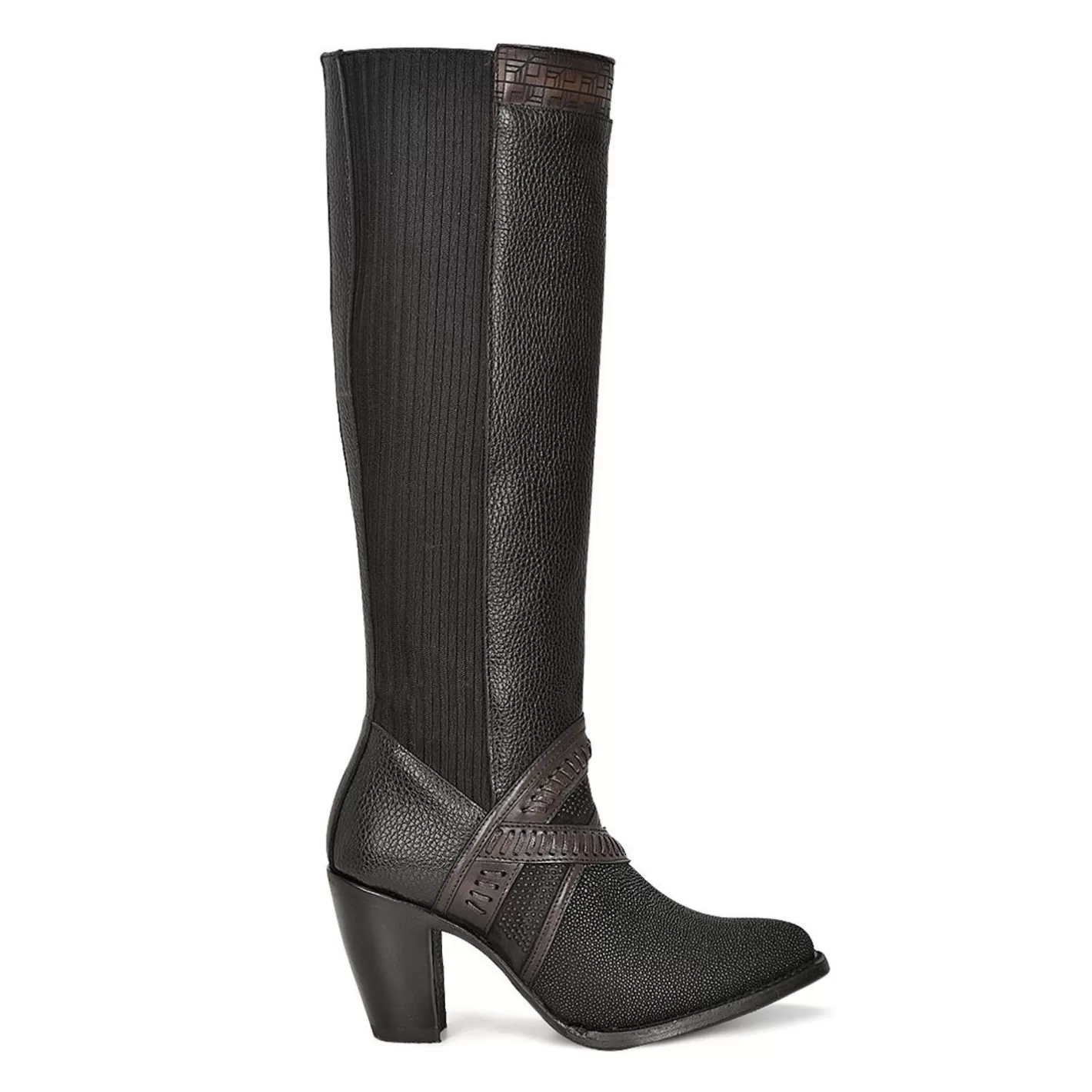 Cuadra Black Exotic Riding Boot With Hand-Woven Details Cheap