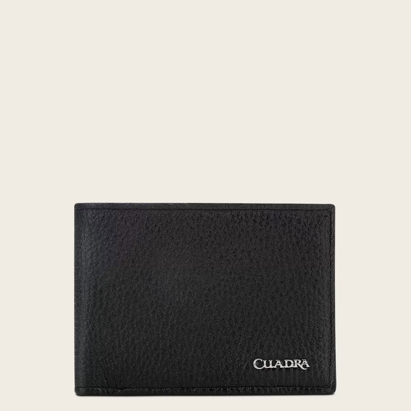 Cuadra Black Handmade Bifold Deer Leather Wallet Flash Sale