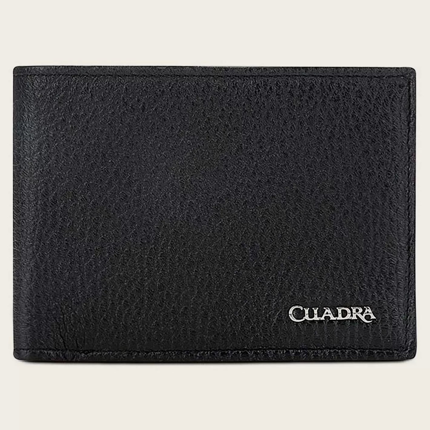 Cuadra Black Handmade Bifold Deer Leather Wallet Flash Sale