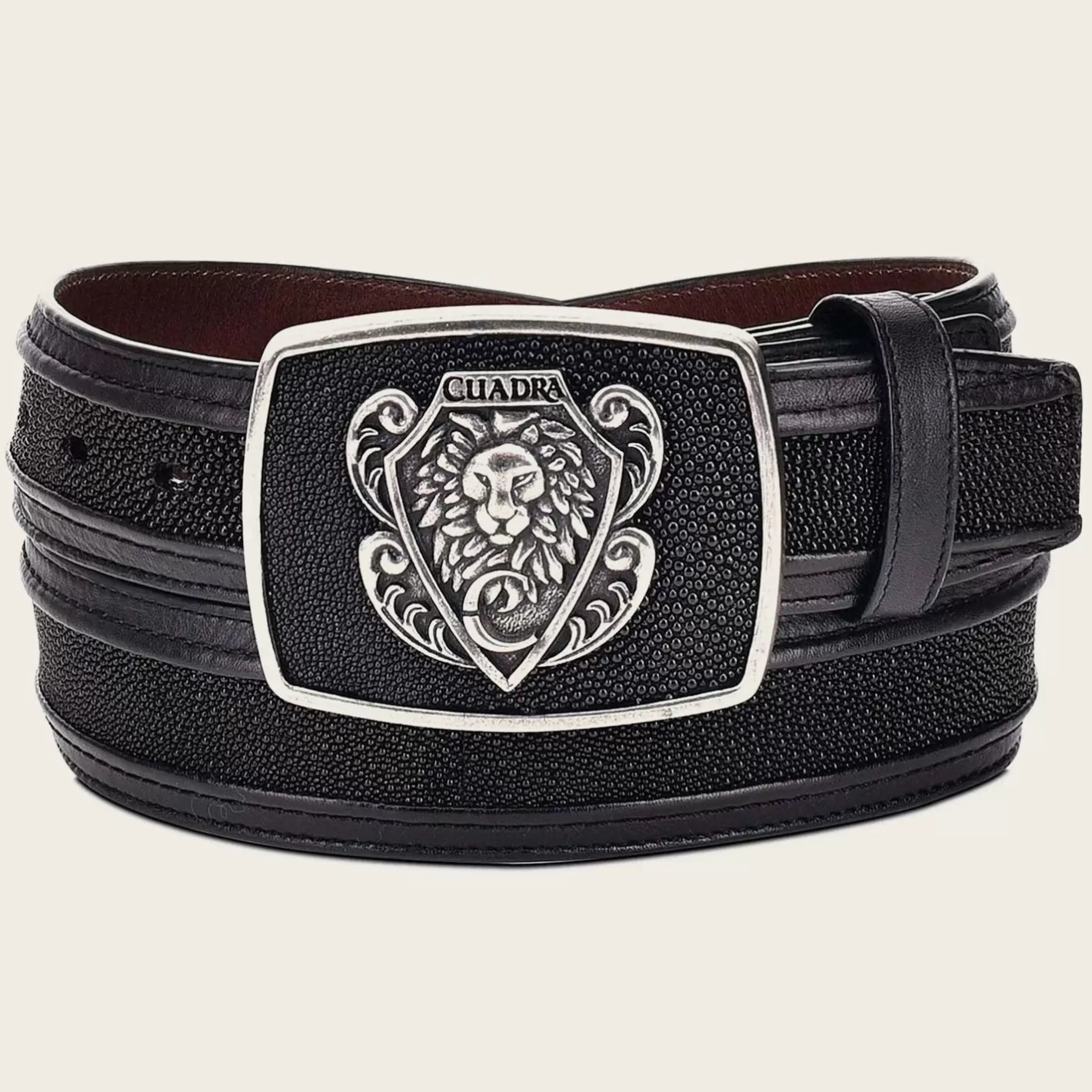 Cuadra Black Leather Western Belt With Genuine Stingray Leather Store