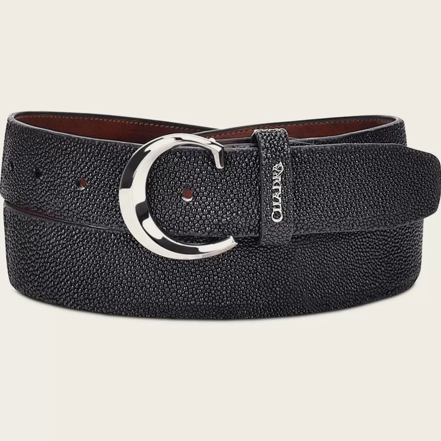 Cuadra Black Stingray Leather Belt Cheap