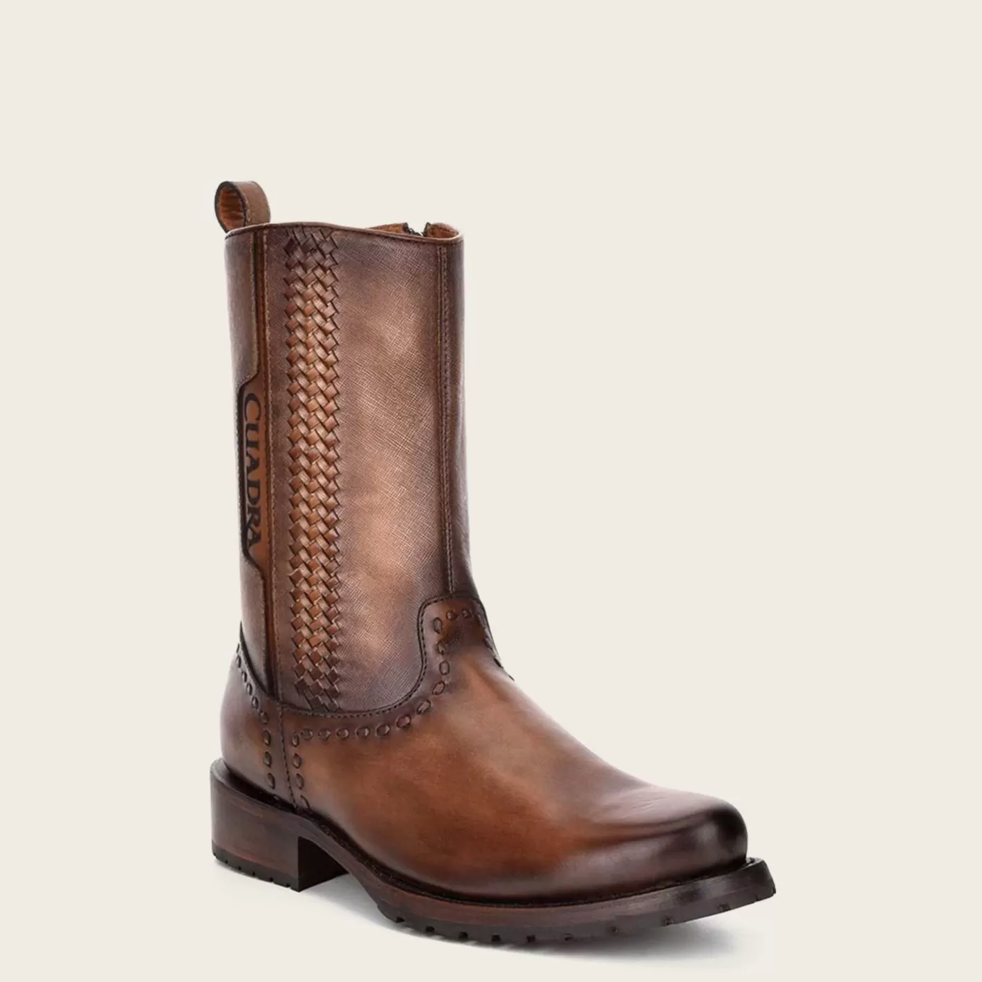 Cuadra Brown Cowboy Boots Handwoven In Honey Leather Flash Sale