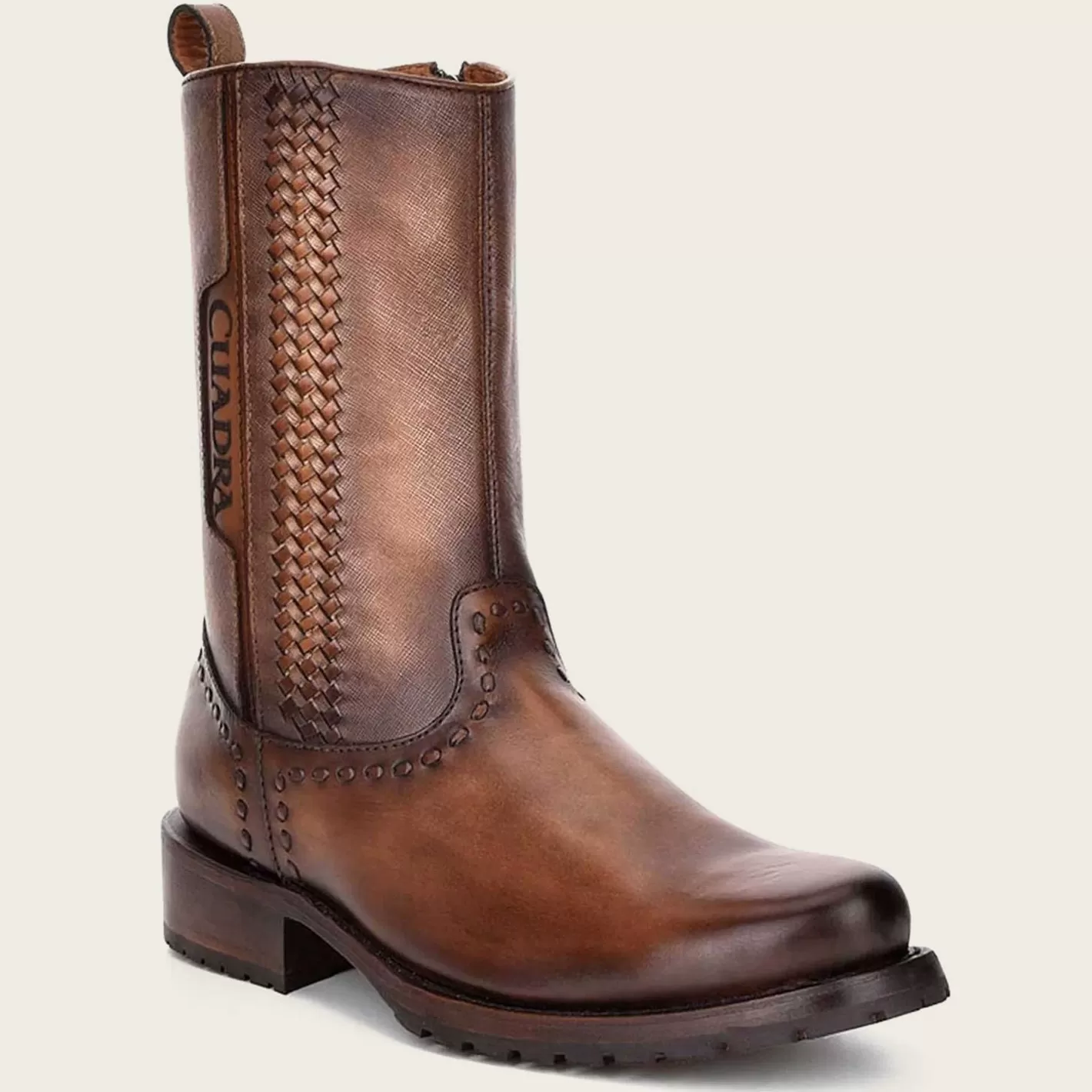 Cuadra Brown Cowboy Boots Handwoven In Honey Leather Flash Sale