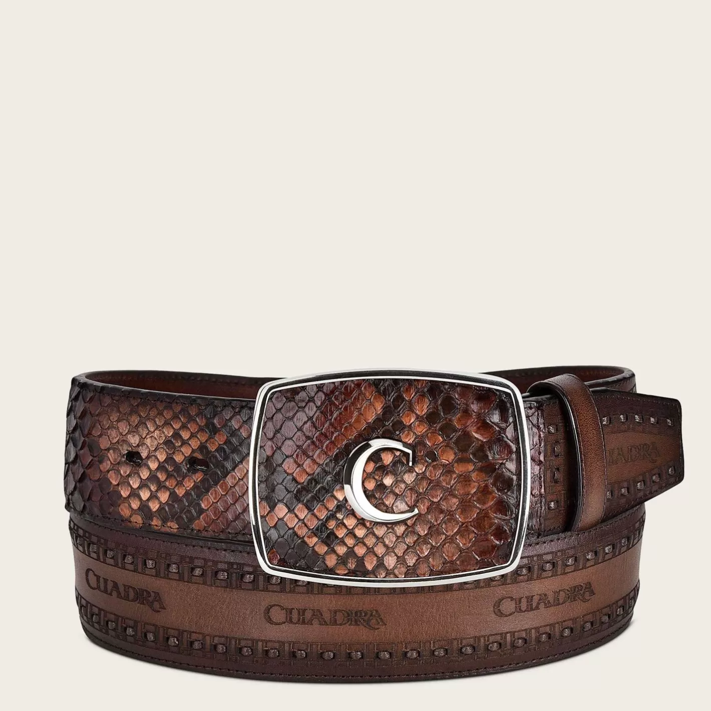 Cuadra Brown Engraved Leather Western Belt Flash Sale