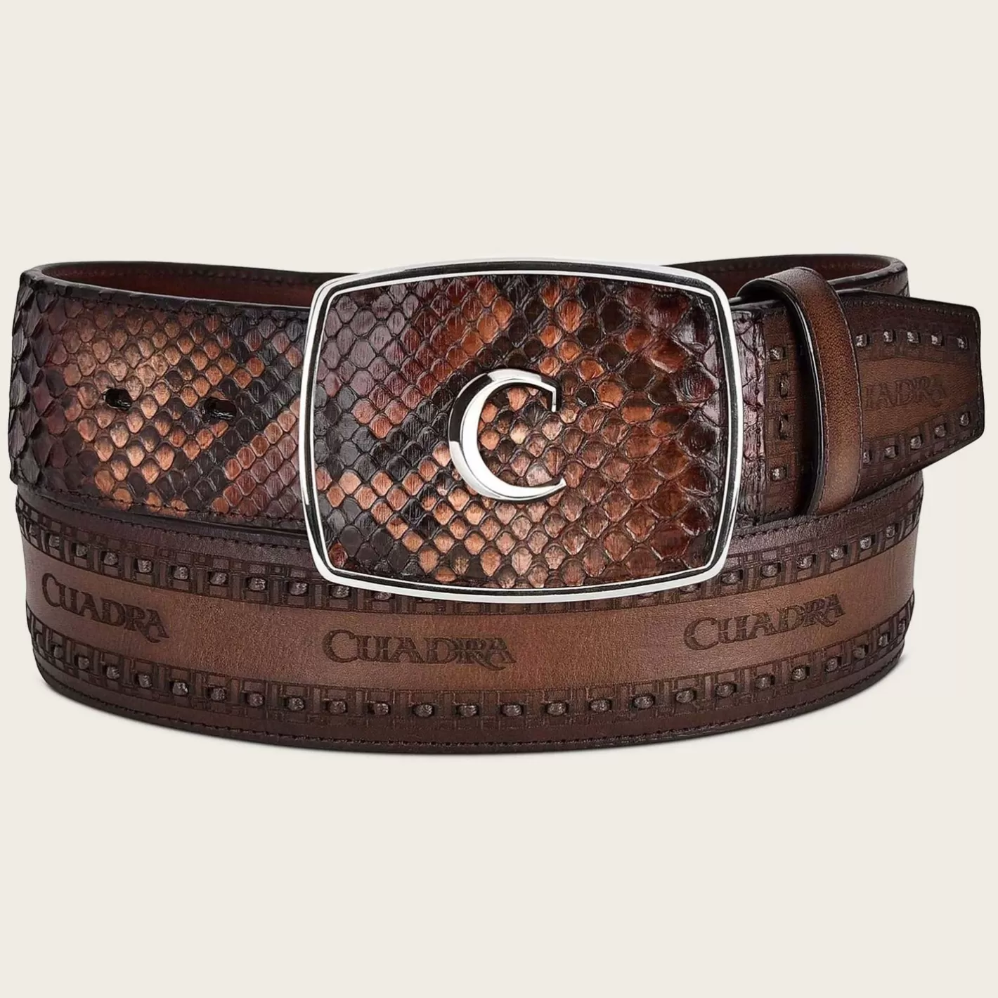 Cuadra Brown Engraved Leather Western Belt Flash Sale