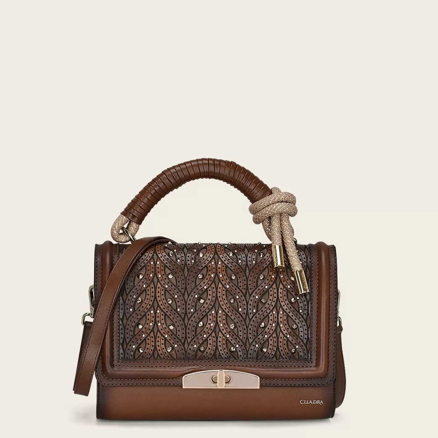 Cuadra Brown Handcrafted Handbag With A High Detailed Stitching Cheap