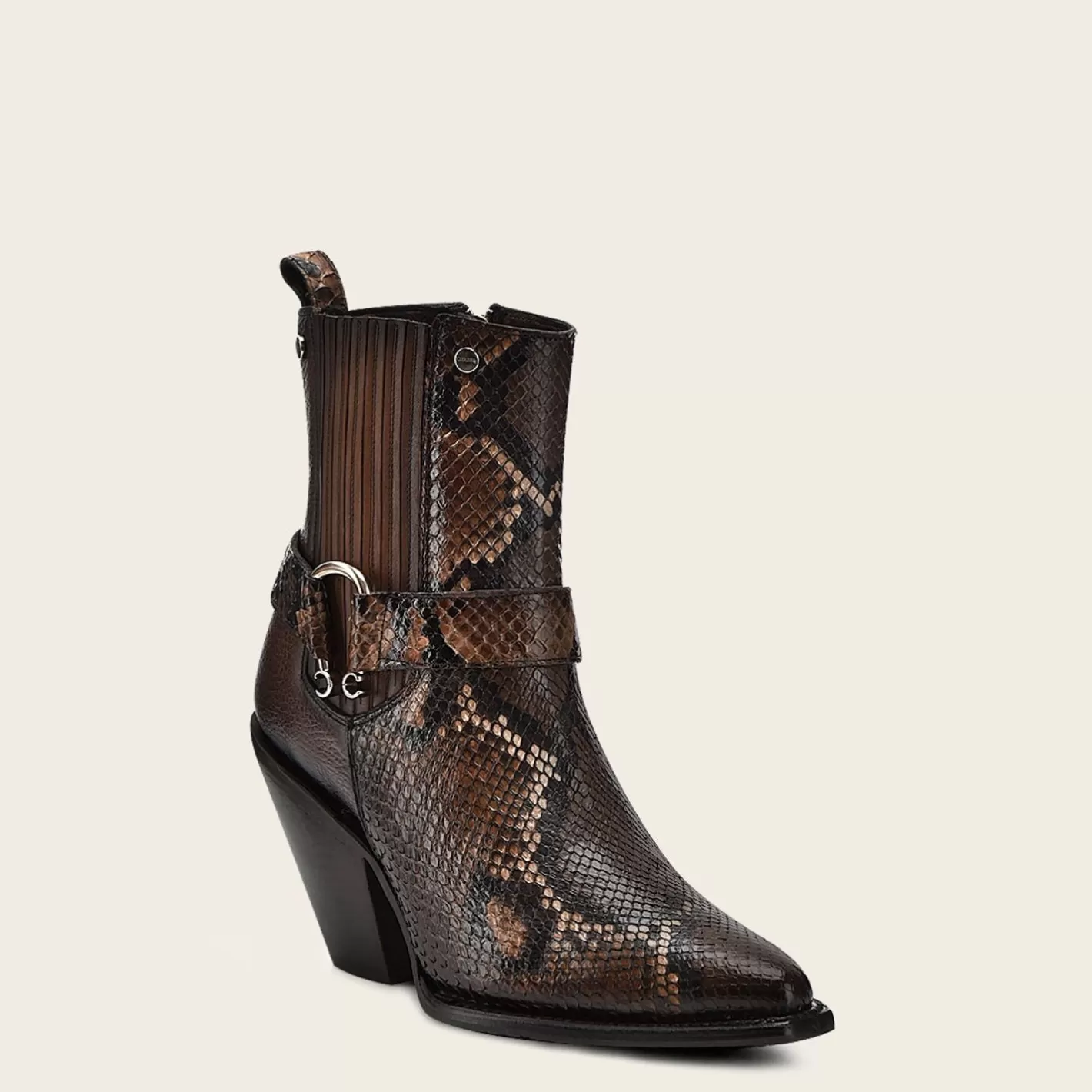 Cuadra Brown High Exotic Leather Ankle Booties For Women Sale