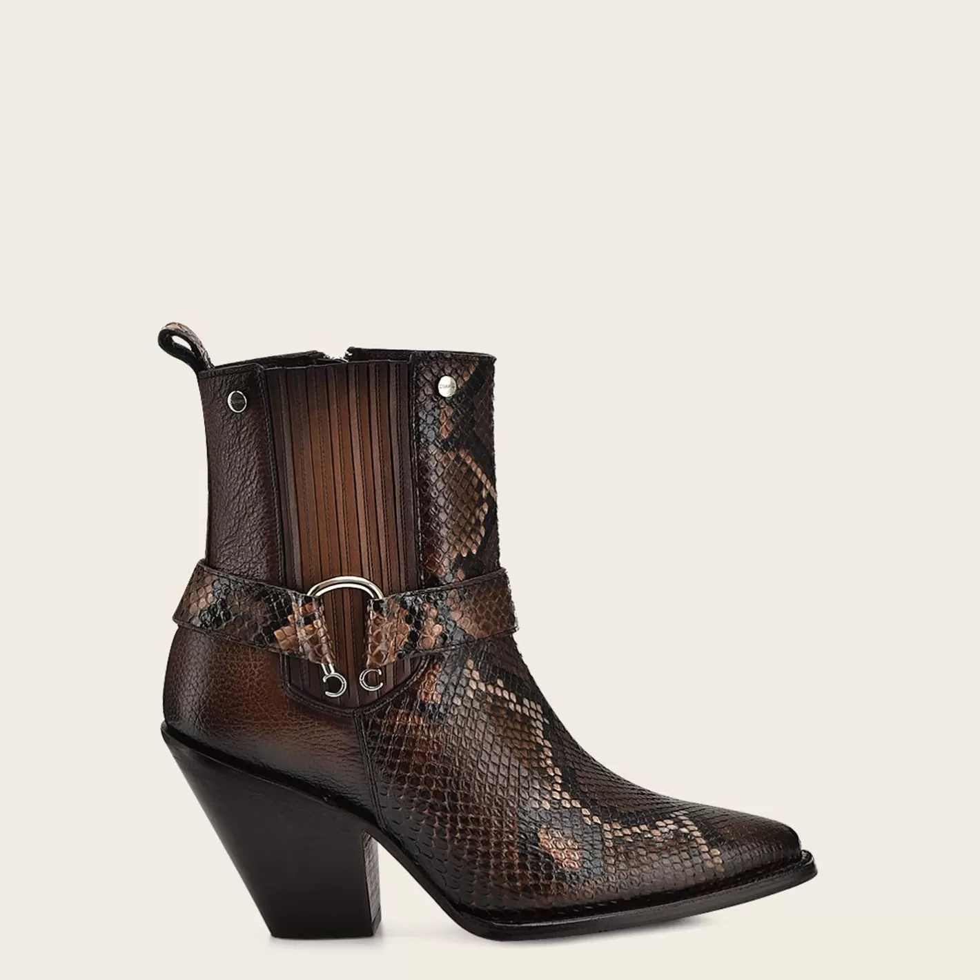 Cuadra Brown High Exotic Leather Ankle Booties For Women Sale