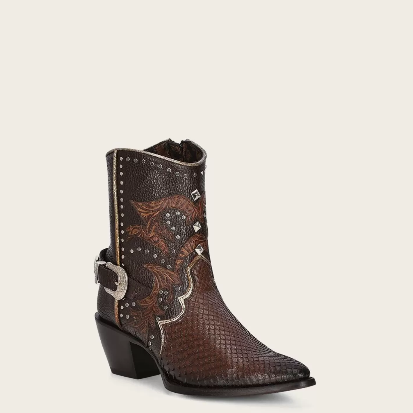 Cuadra Brown Western Exotic Leather Bootie Shop