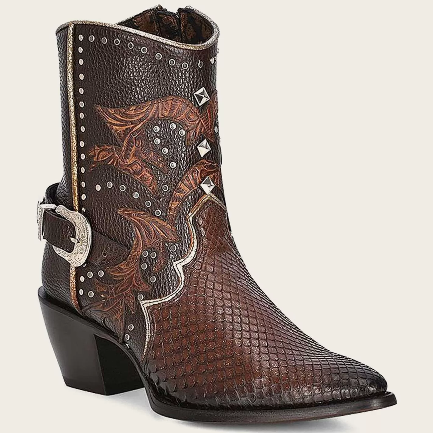 Cuadra Brown Western Exotic Leather Bootie Shop