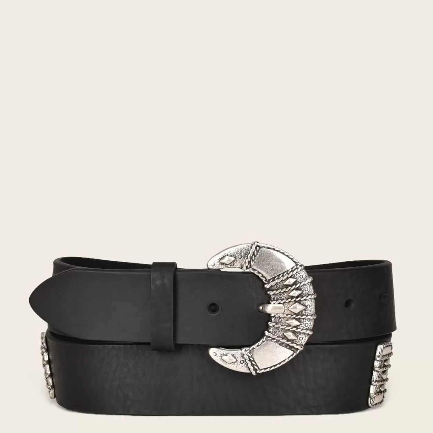 Cuadra Casual Black Leather Western Inspired Belt Store