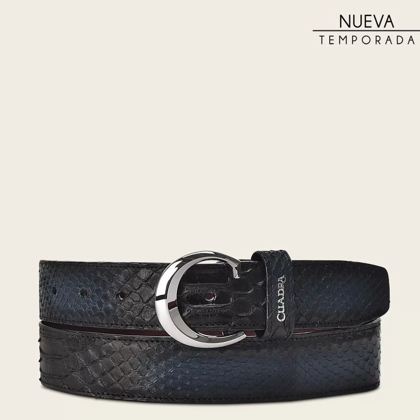 Cuadra Casual Blue Exotic Leather Belt With Gradient Color Finish Hot