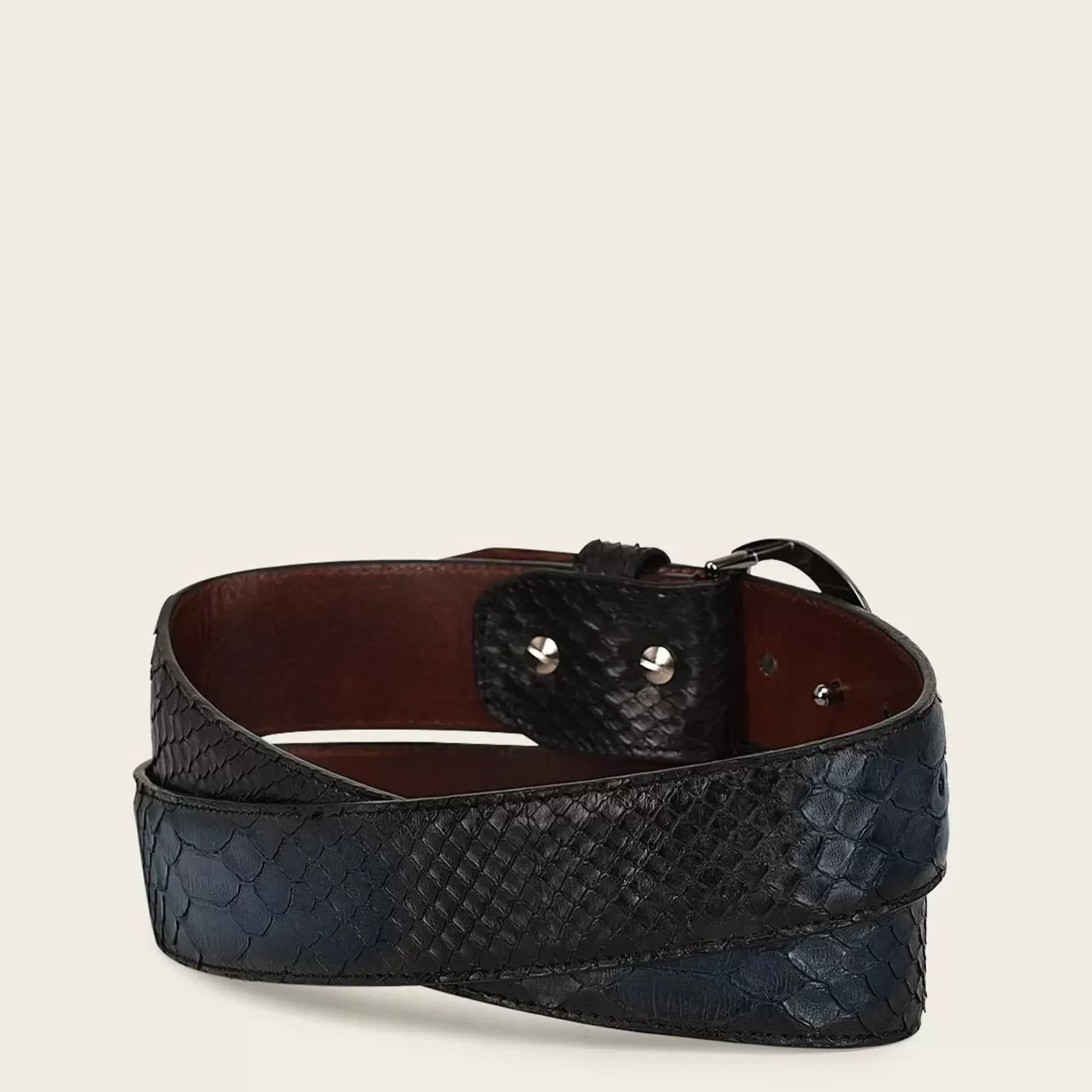 Cuadra Casual Blue Exotic Leather Belt With Gradient Color Finish Hot