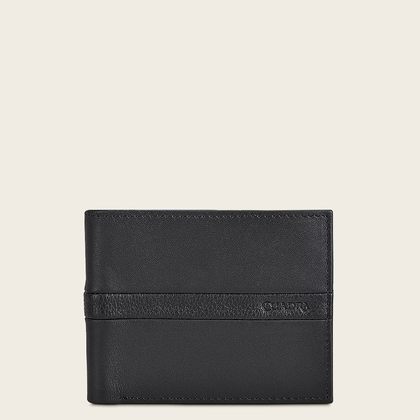 Cuadra Contrasting Leather Strap Black Leather Wallet Store