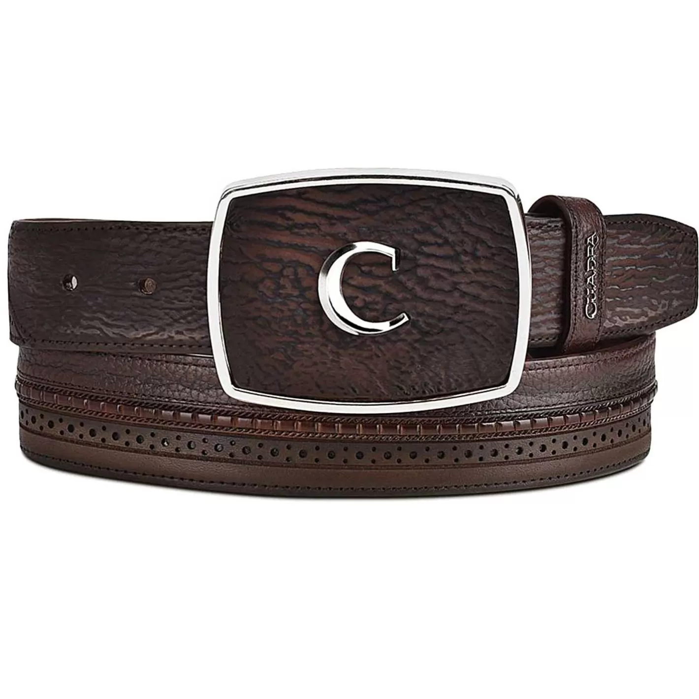 Cuadra Dark Brown Perforated Western Belt Flash Sale