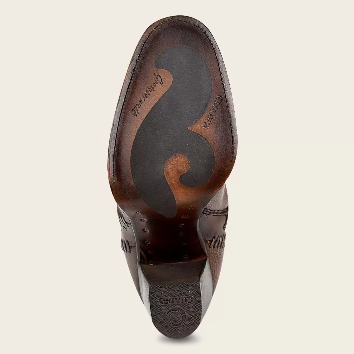 Cuadra Decorated Brown Leather Tall Boot With Perforations Discount