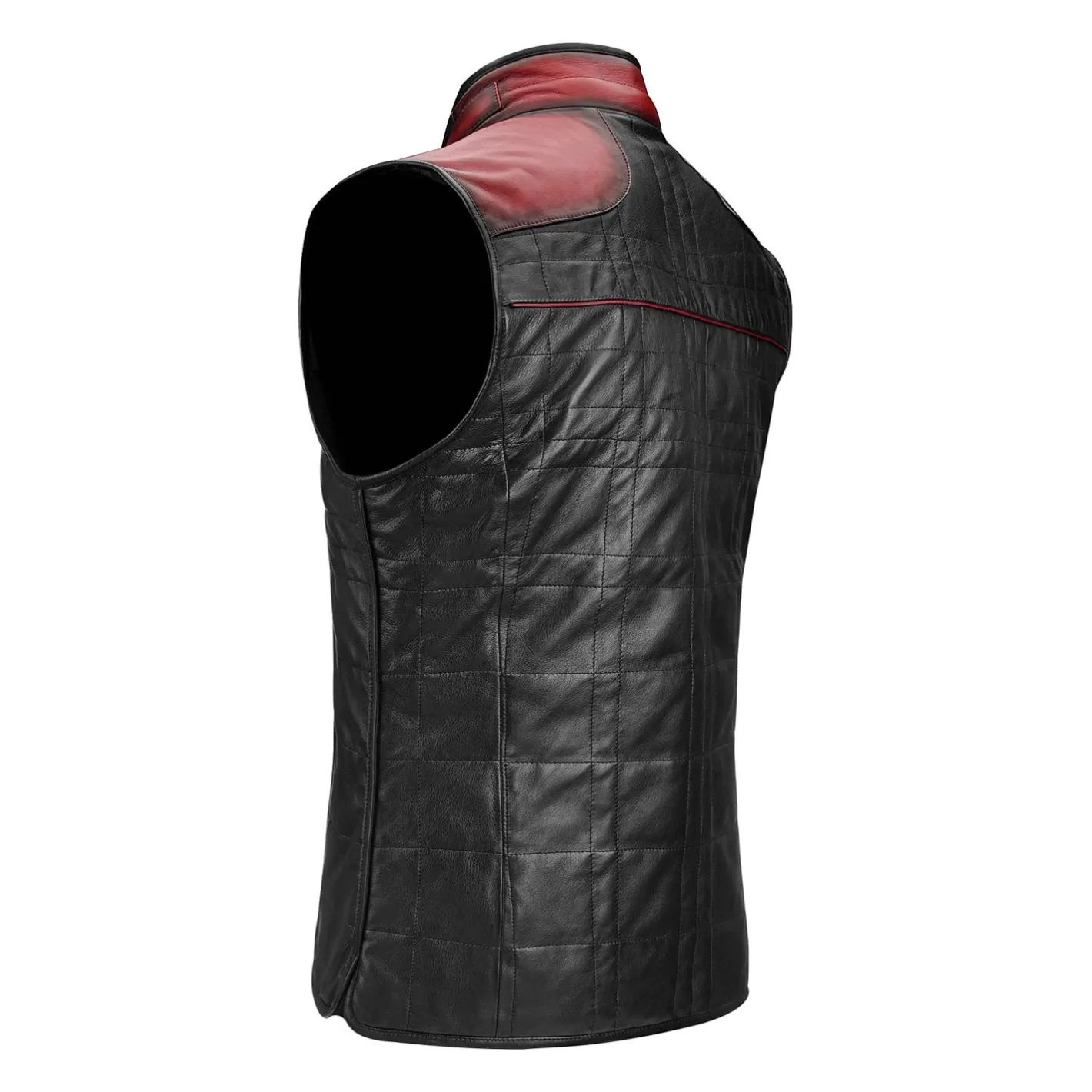 Cuadra Embroidered Black Leather Reversible Vest Store