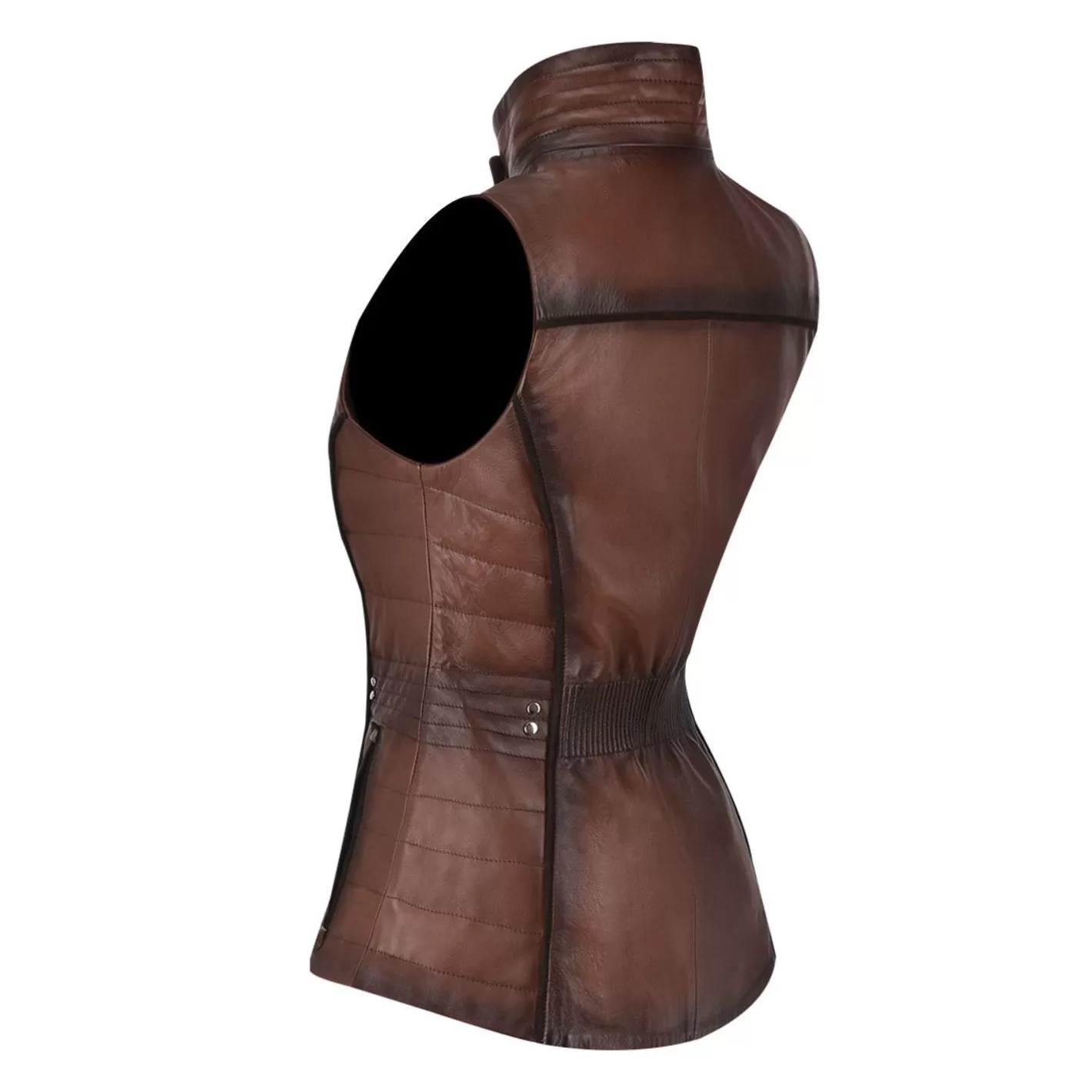 Cuadra Embroidered Brown Leather Vest Shop