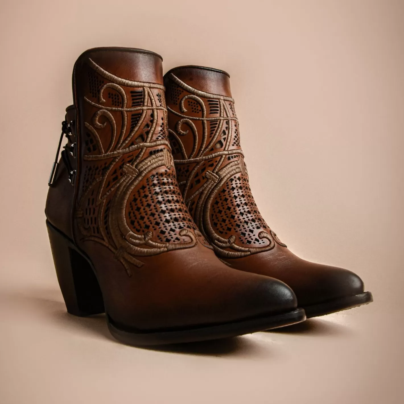 Cuadra Embroidered Honey Leather Bootie Discount