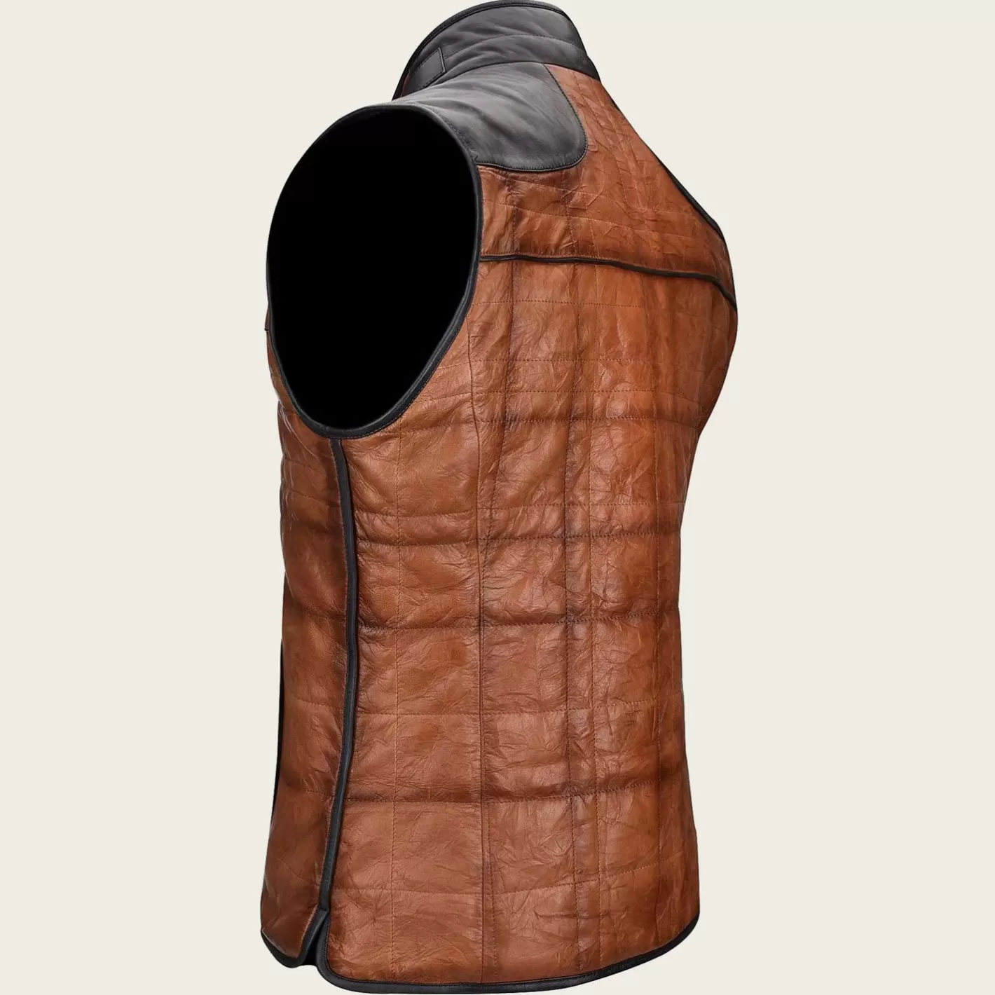 Cuadra Embroidered Honey Leather Reversible Vest Cheap