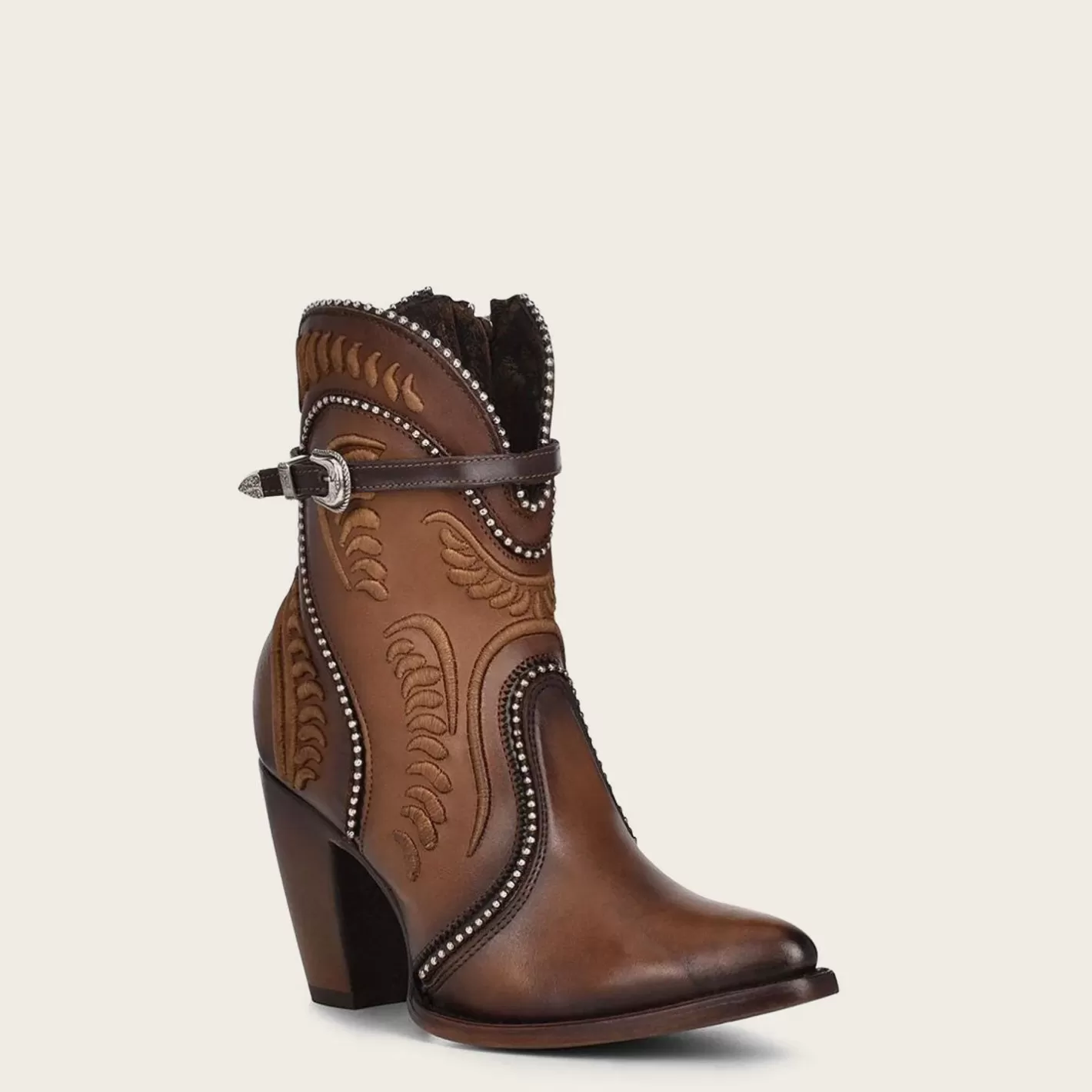 Cuadra Embroidered Honey Leather Western Bootie Discount