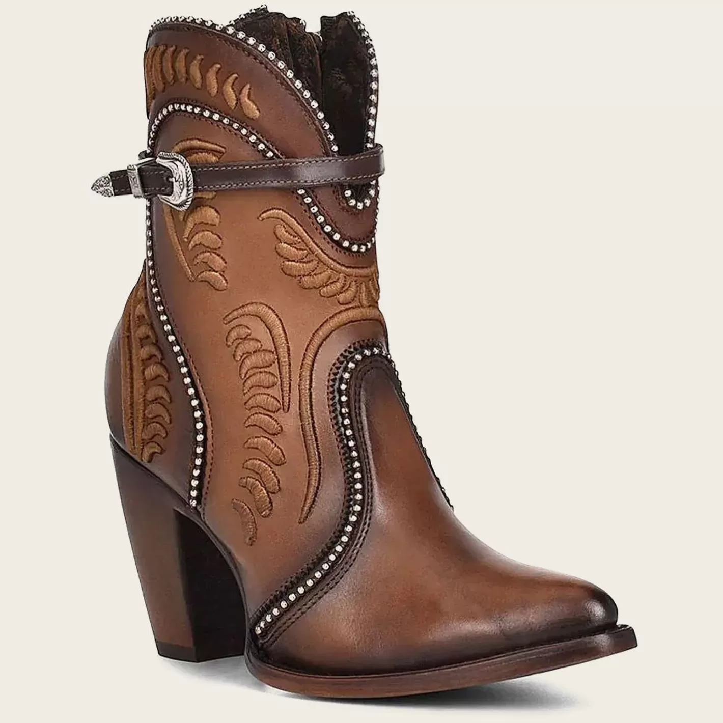 Cuadra Embroidered Honey Leather Western Bootie Discount