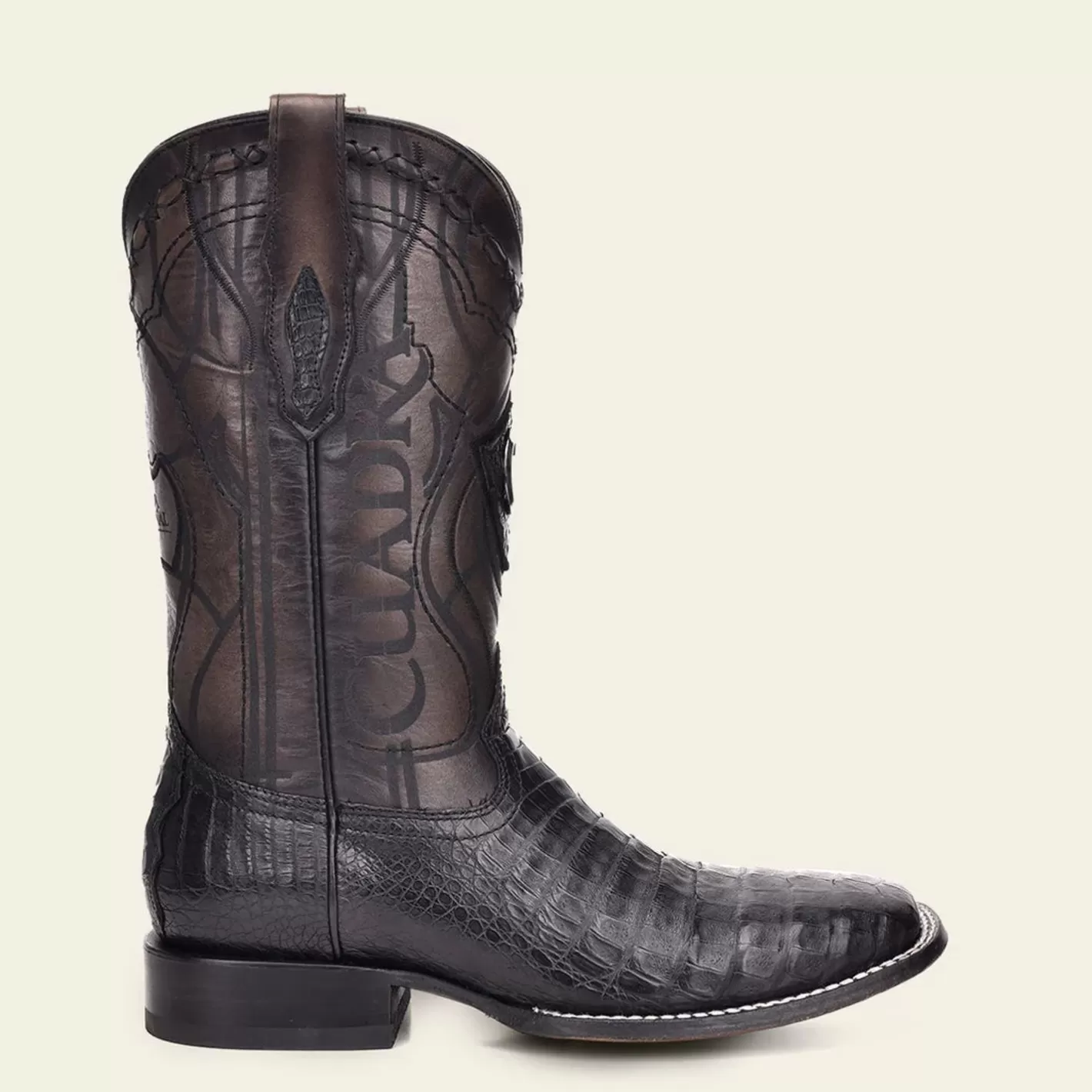 Cuadra Engraved Black High Exotic Leather Cowboy Boots Flash Sale