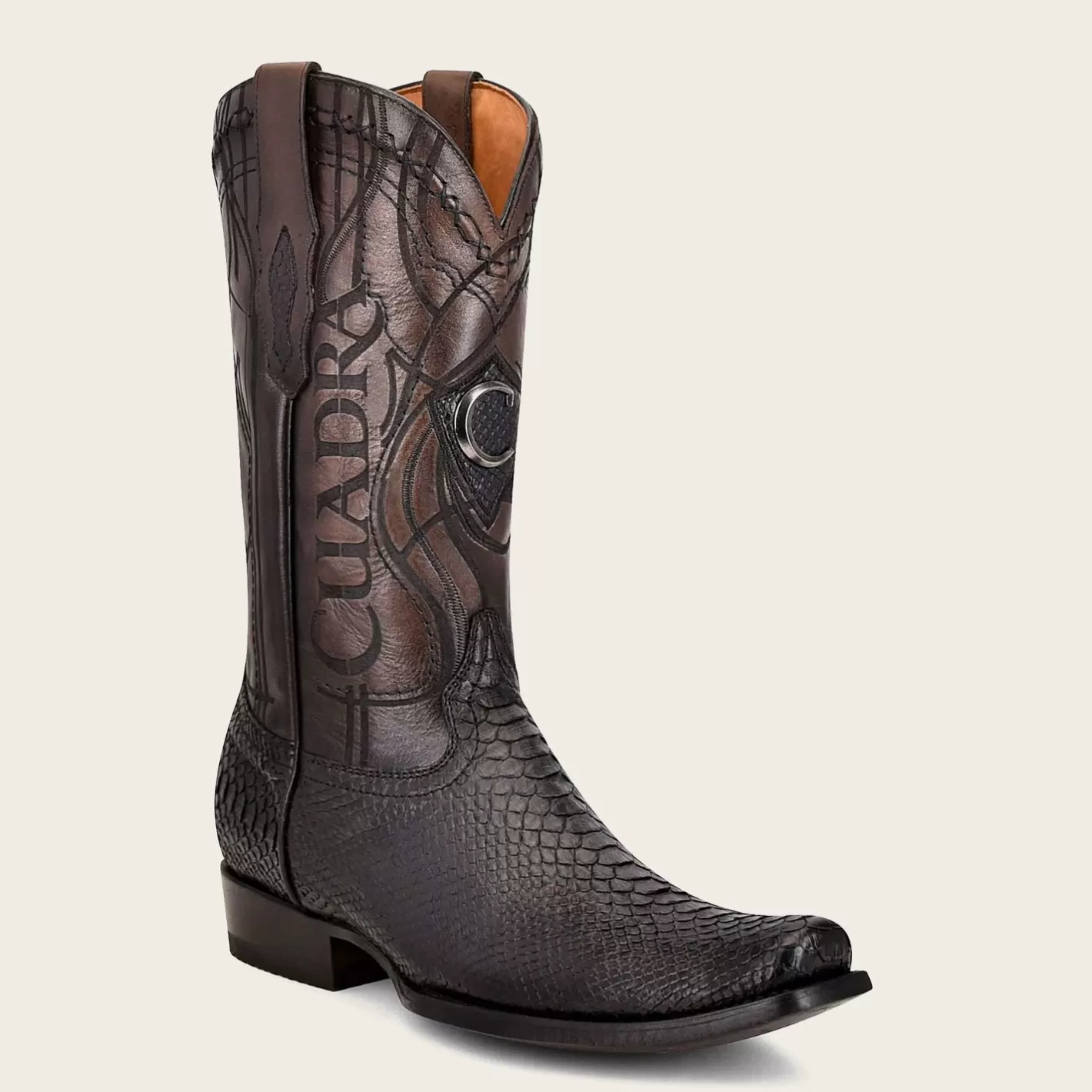 Cuadra Engraved Black Python Leather Boots Fashion