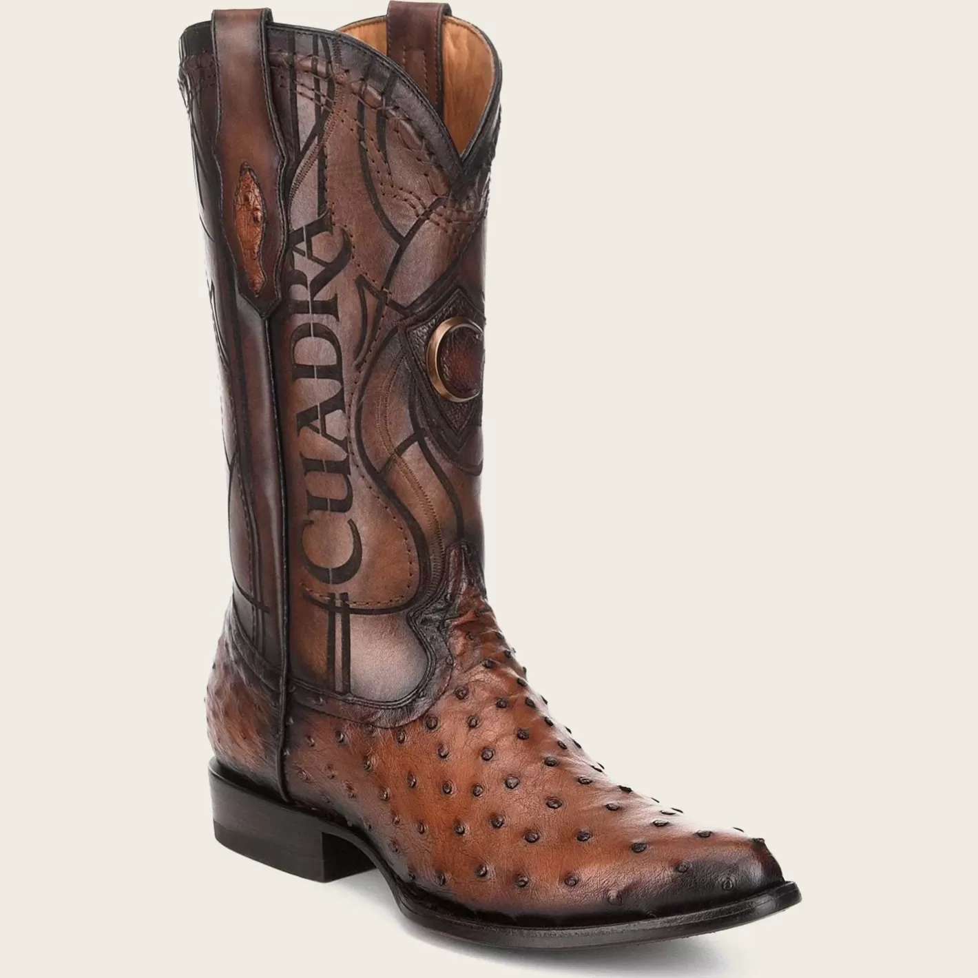 Cuadra Engraved Brown Exotic Leather Cowboy Boots Flash Sale