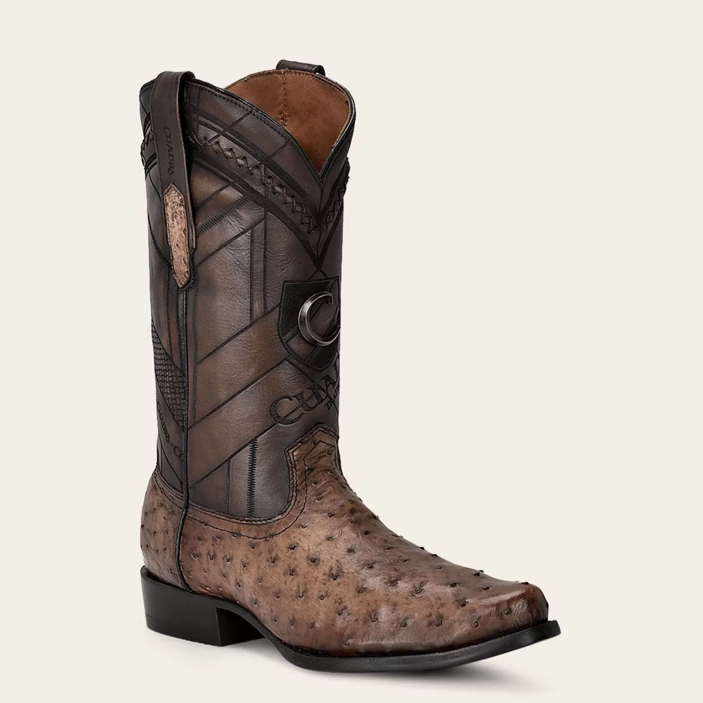 Cuadra Engraved Brown Ostrich Leather Western Boot Store