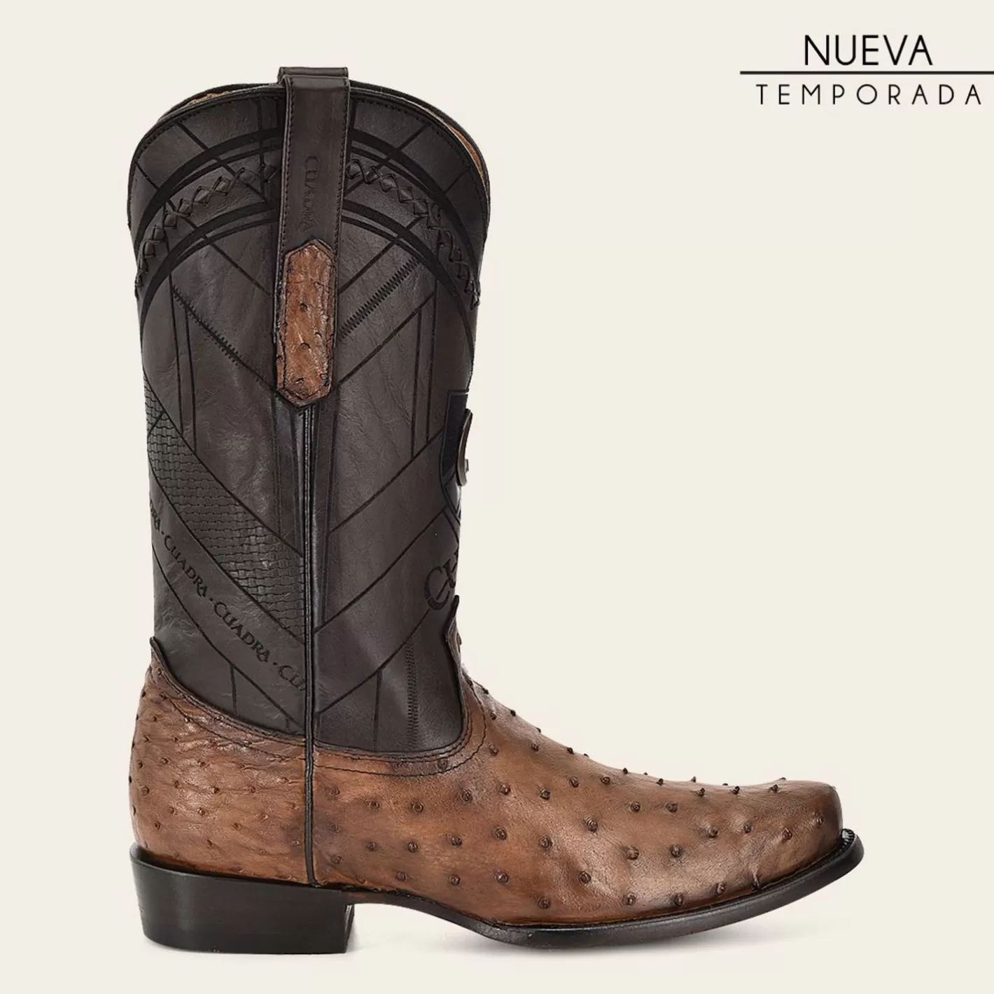 Cuadra Engraved Brown Ostrich Leather Western Boot Store