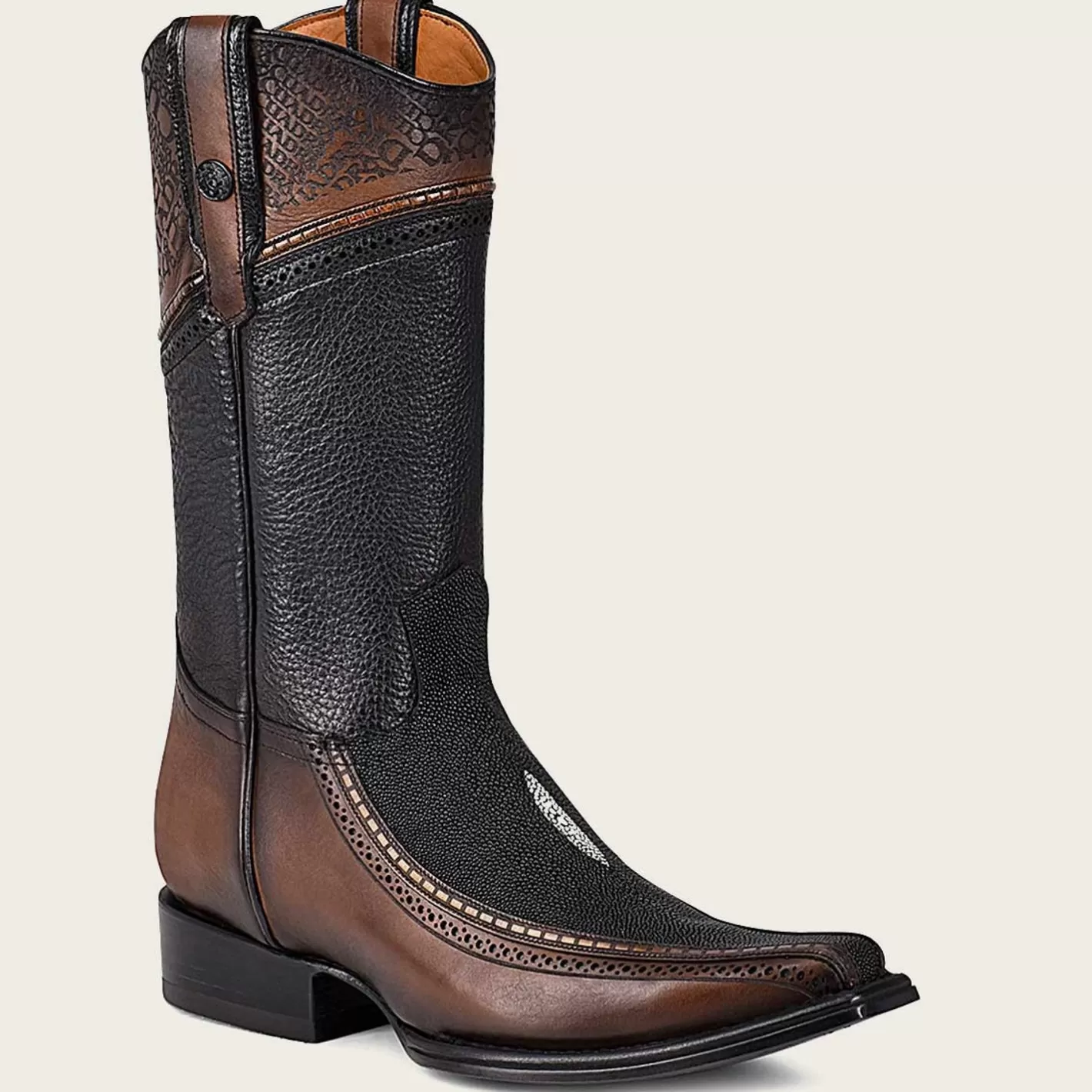 Cuadra Engraved Exotic Black Leather Cowboy Boots Store