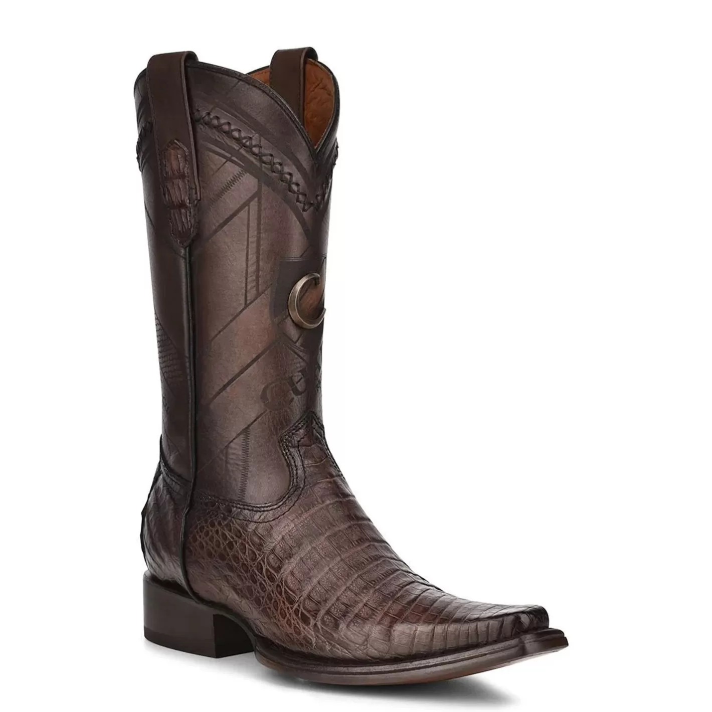 Cuadra Engraved Exotic Dark Brown Leather Boots Fashion