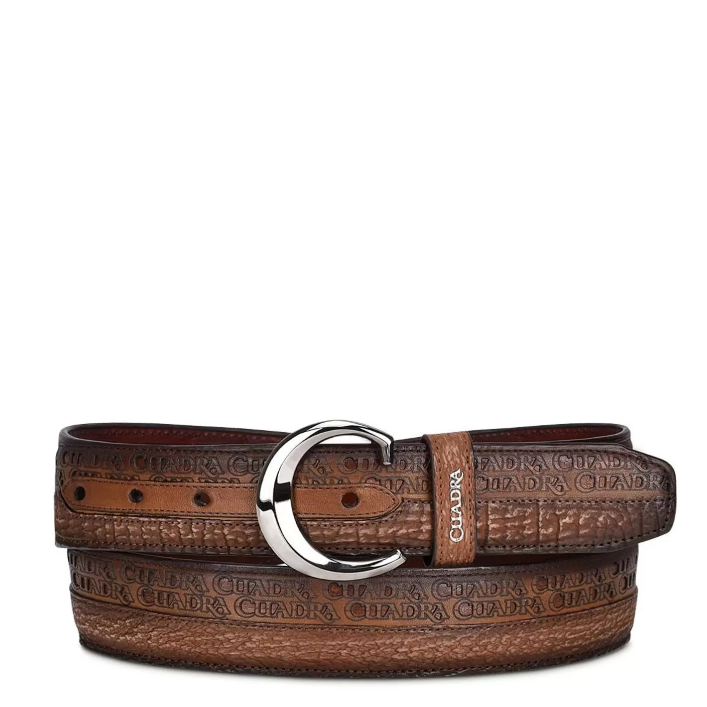 Cuadra Engraved Exotic Honey Leather Belt Cheap