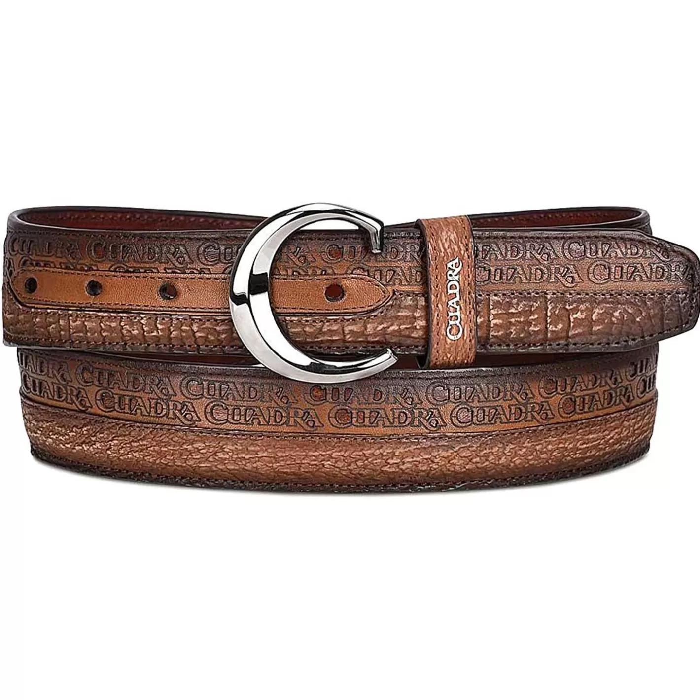 Cuadra Engraved Exotic Honey Leather Belt Cheap