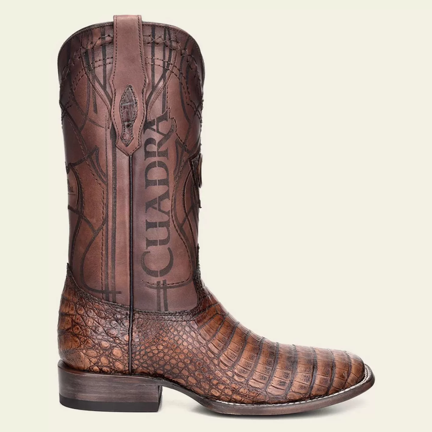 Cuadra Engraved Honey Brown Exotic Leather Cowboy Boots Flash Sale