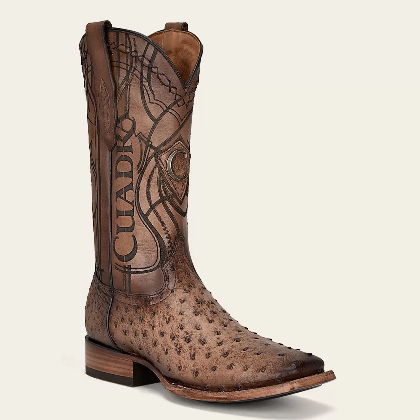 Cuadra Engraved Honey Exotic Leather Boot Shop